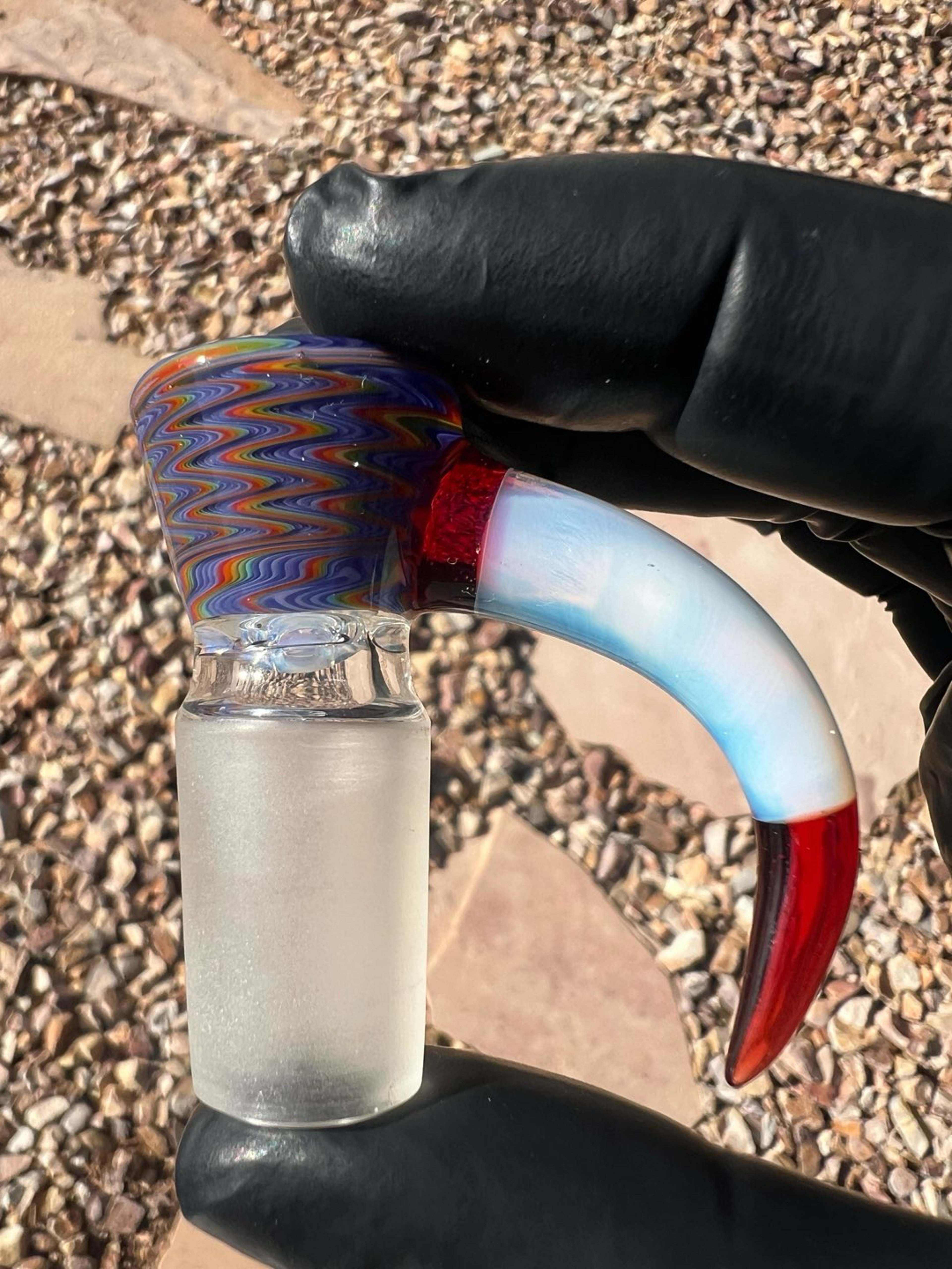 Preview pic of @cooperglass710 18mm Slide / Bowl Blueberry Rainbow, Pomegranate, Ghost