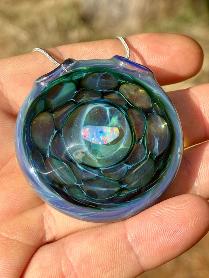 Opal honeycomb pendant