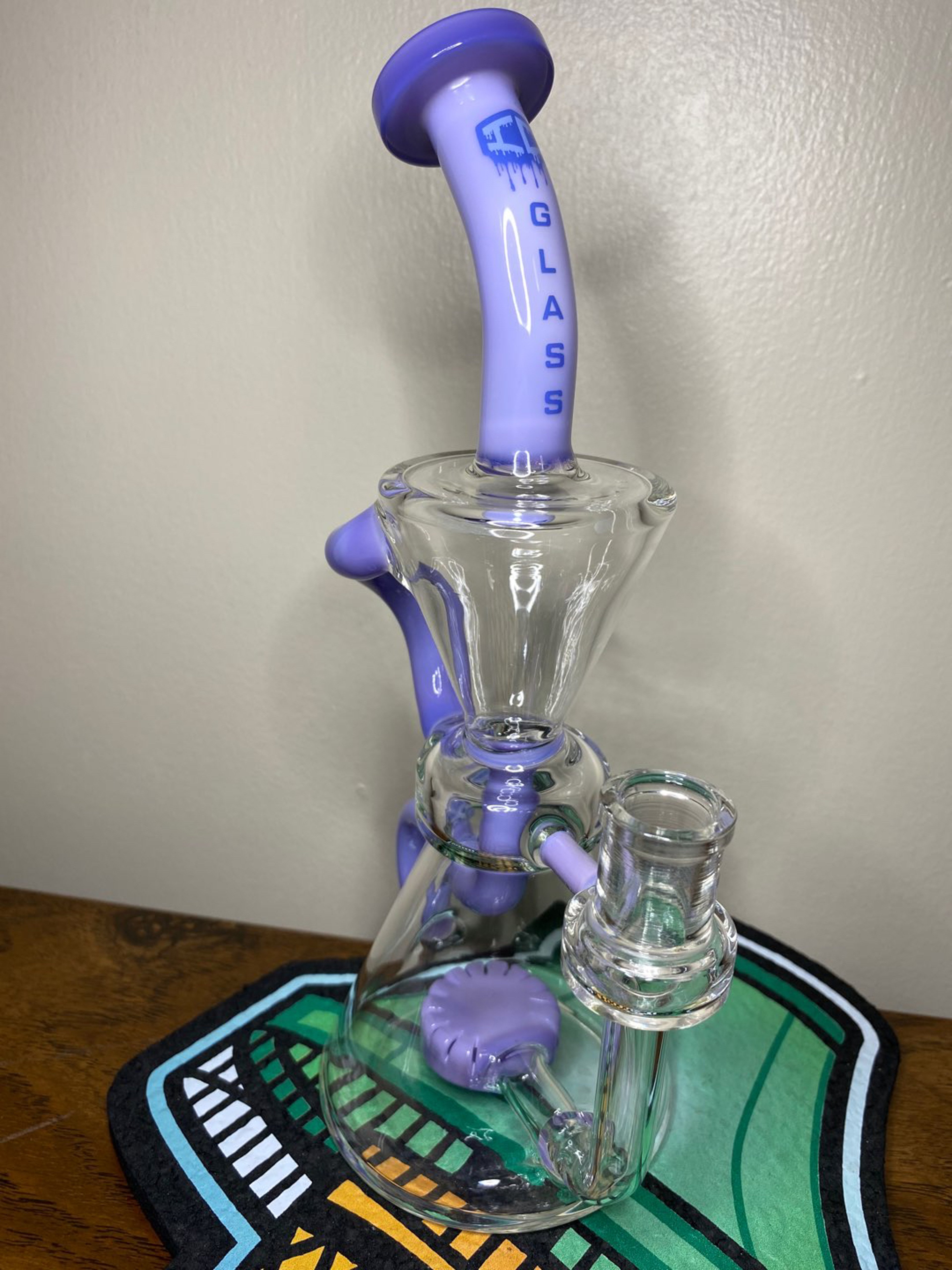 Preview pic of ICGlass single arm recycler rig w/ circle perc