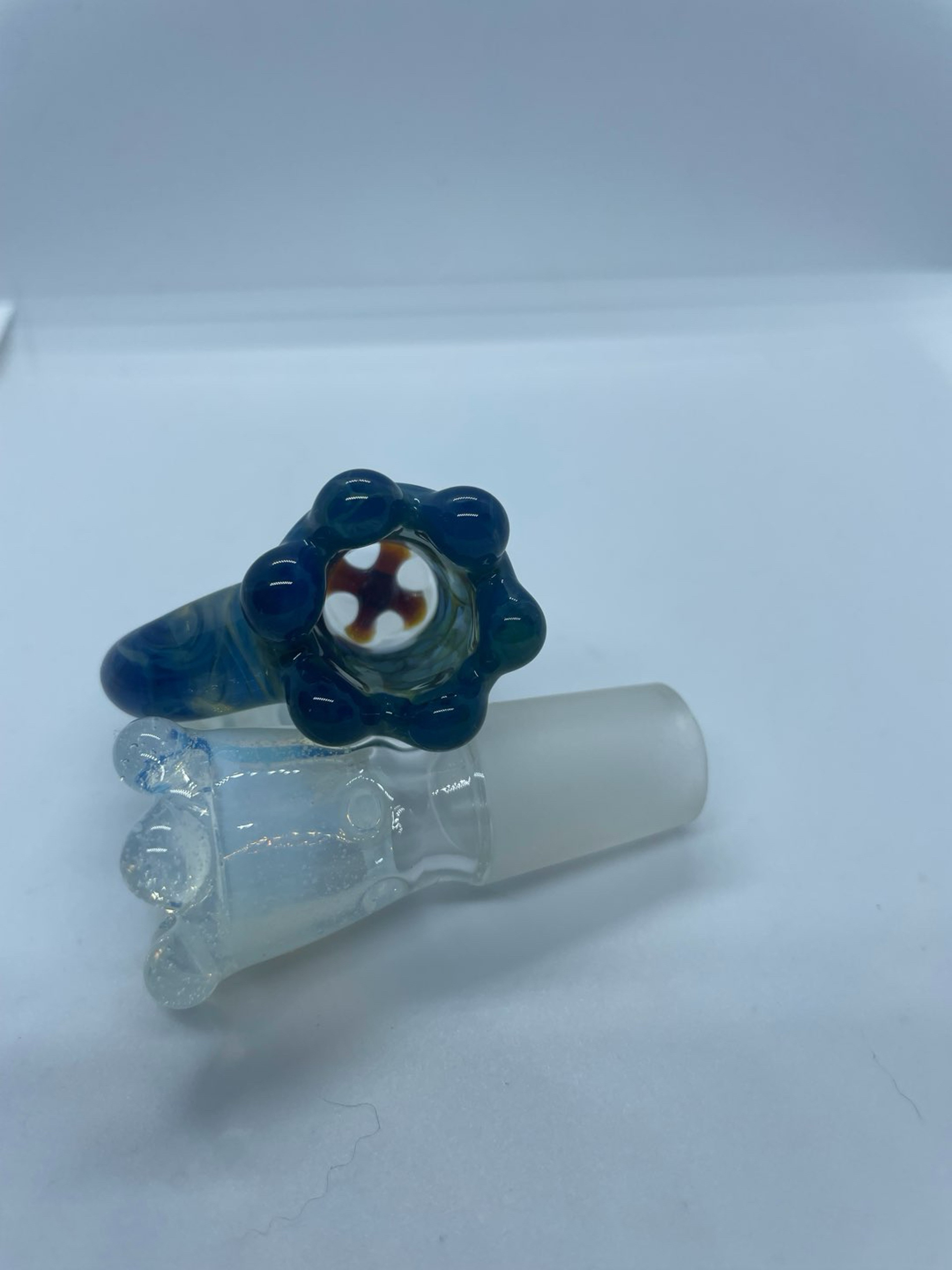 Preview pic of Ocean Blue Handblown Bowlpiece, 18mm, 4 hole