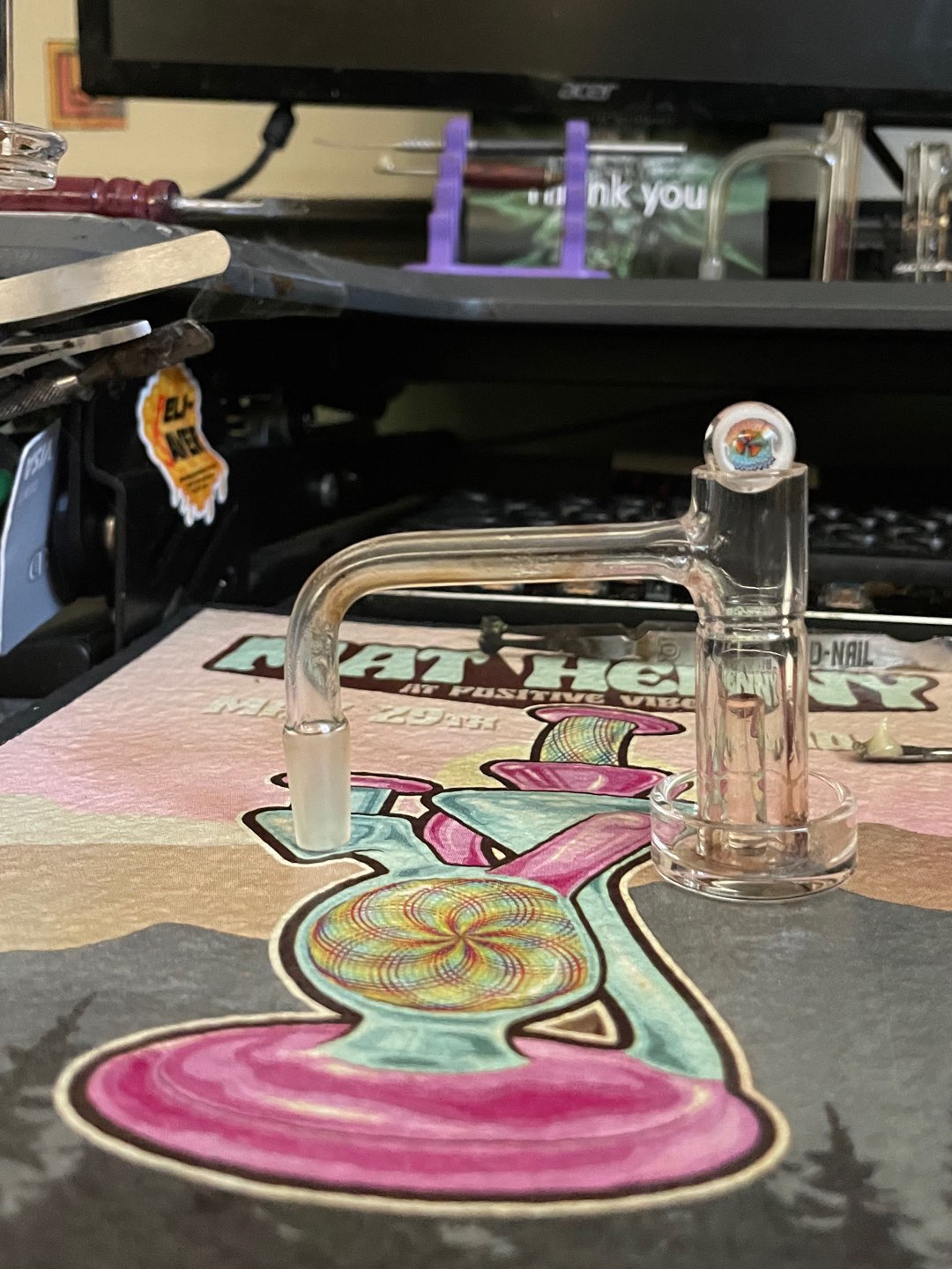 Preview pic of 10/90 Eternal Quartz TerpGuard Girthguard + Steve H marble cap.