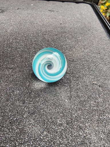 Preview pic of White, blue vortex marble
