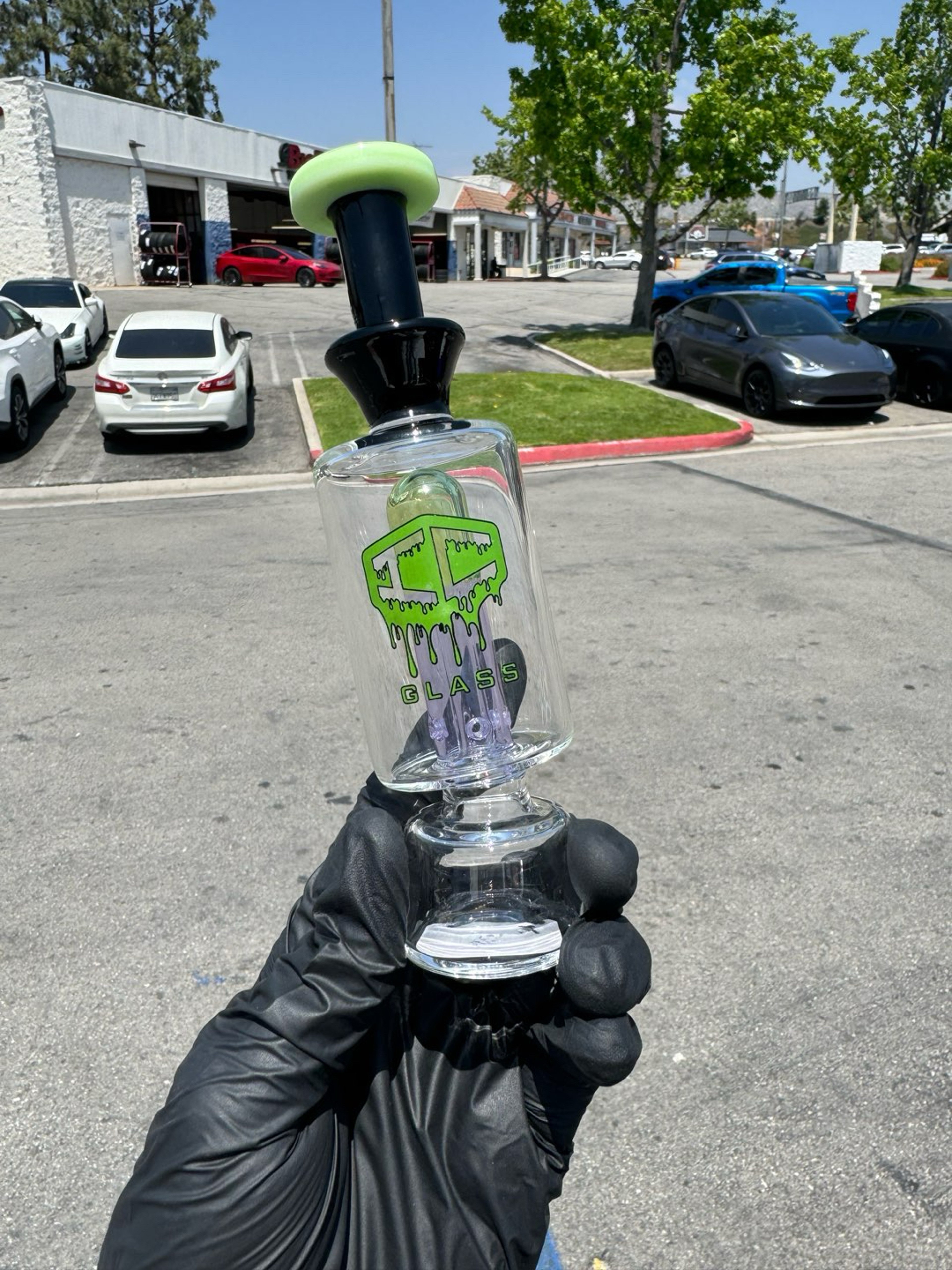 Preview pic of Icglass puffco top black/slime green/purple