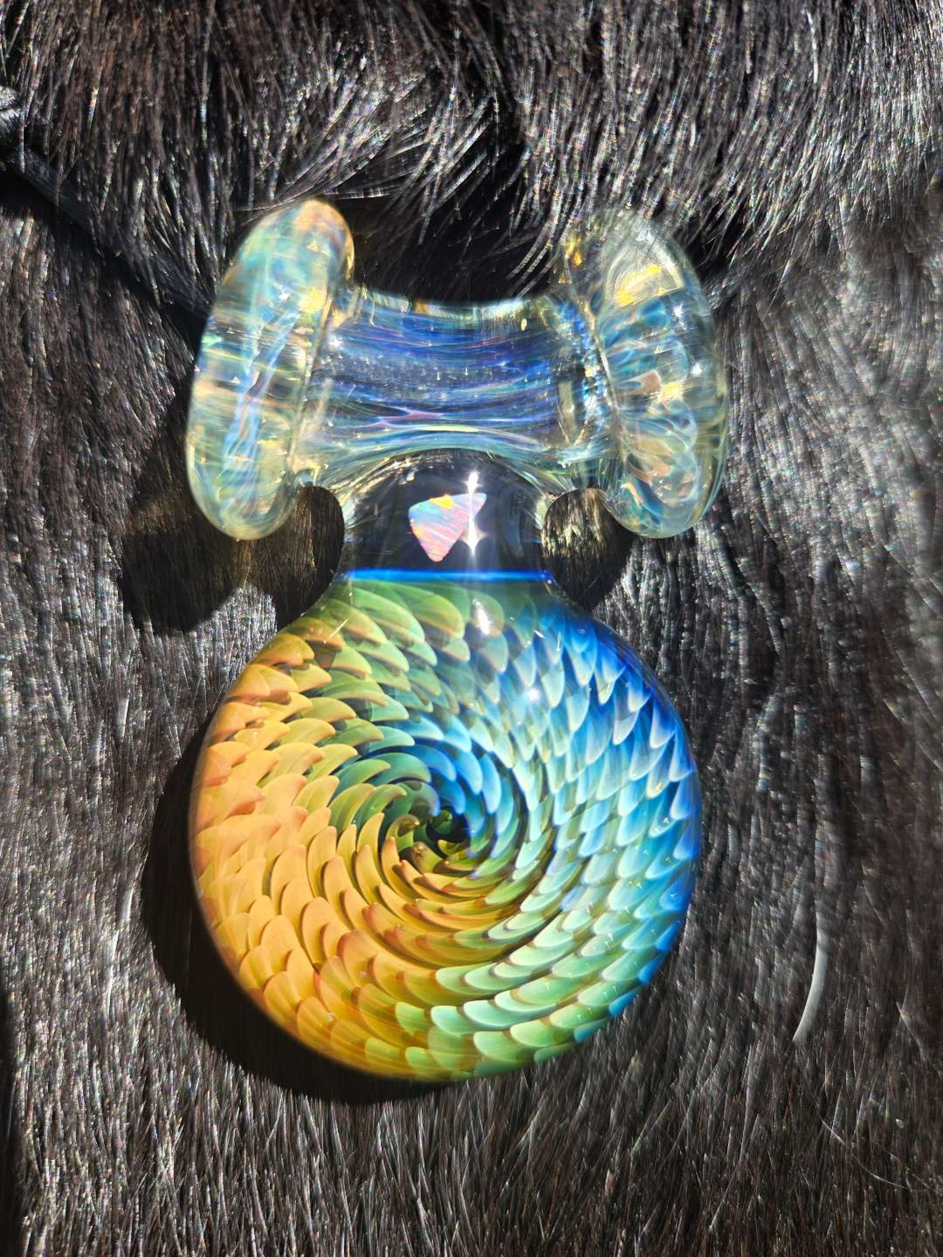 Matt 2000 (Matt2K) Implosion Pendant w/Rare Fumed Bail & Triangle Cut Opal (Free Overnight Shipping) image 0