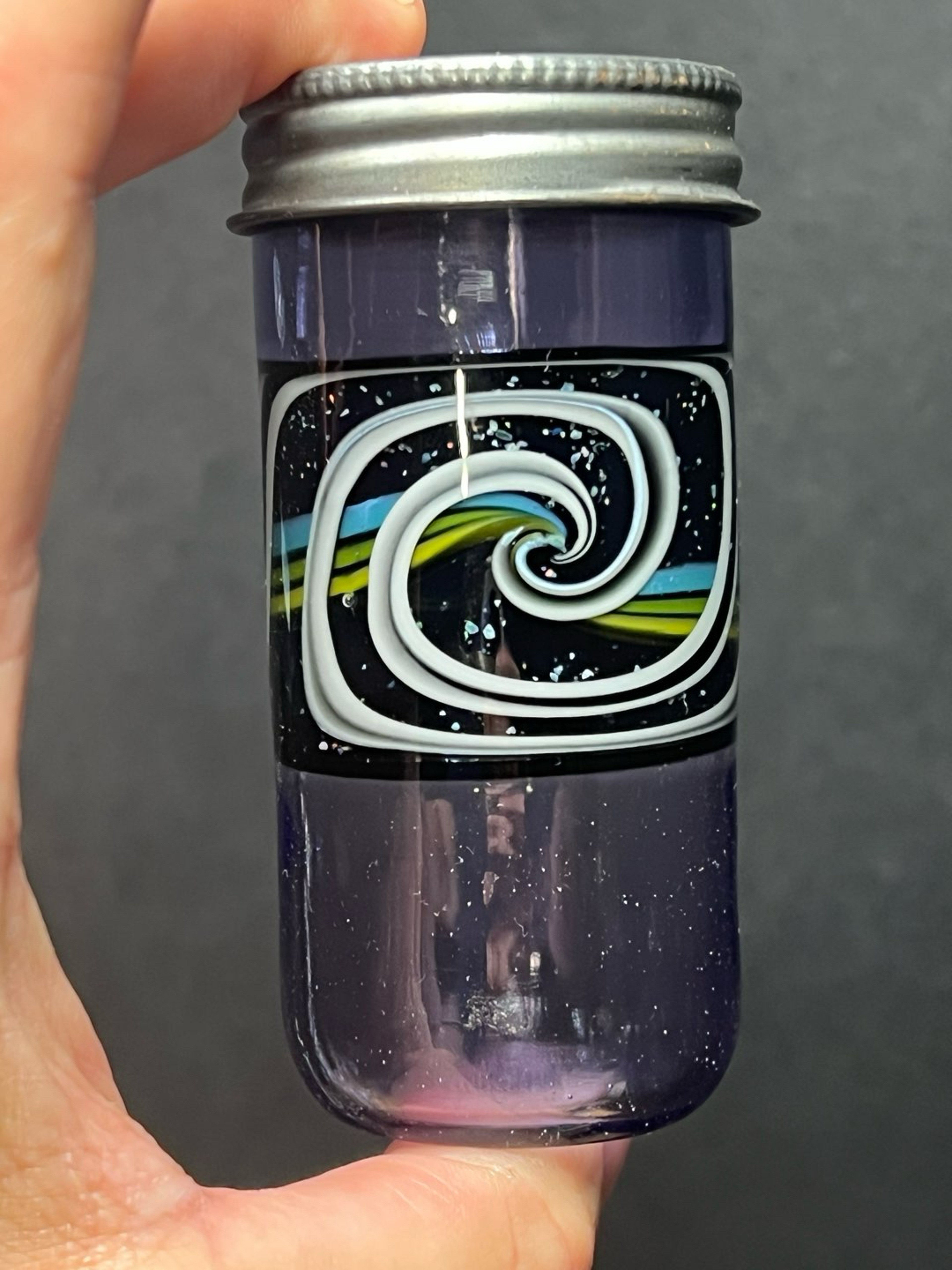 Preview pic of Stash Jar by Foggy Mountain Glass Crushed Opal