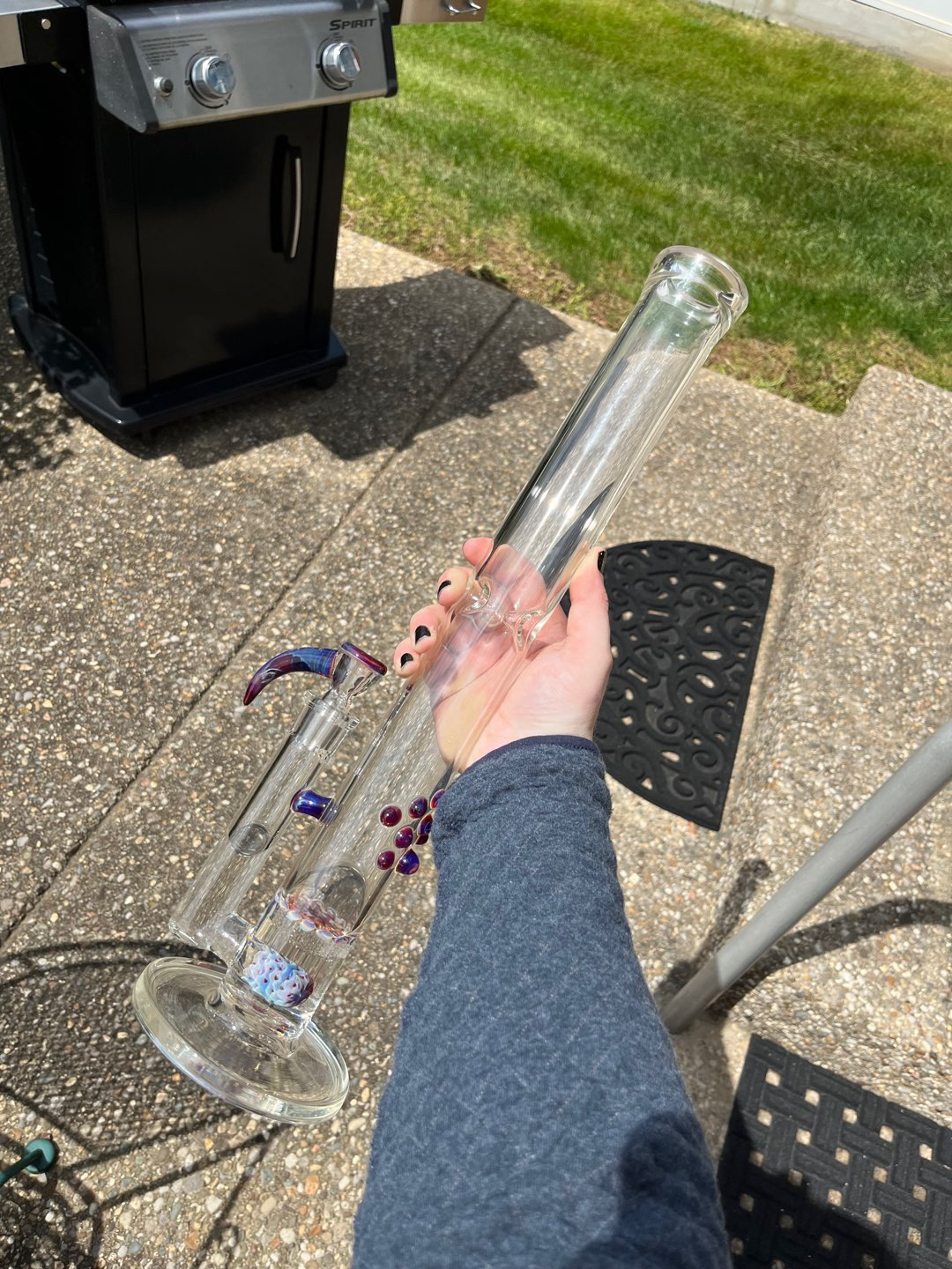 Preview pic of Fluid Glass Nautilus PA Amber Purple with Marbles & Color Slide Rim