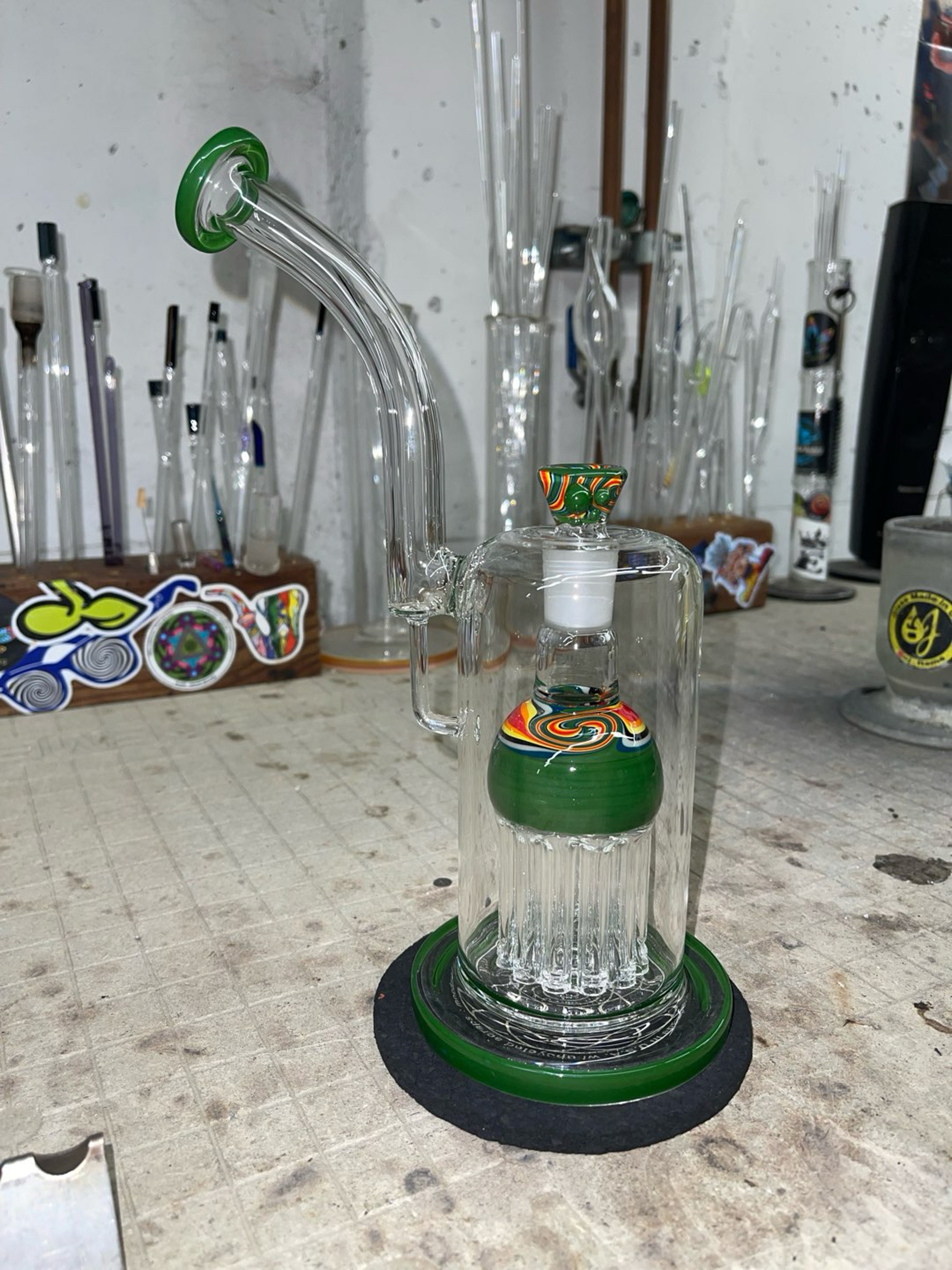 Preview pic of 12 arm perc bubbler, 18mm 4 holes slide, 11” tall