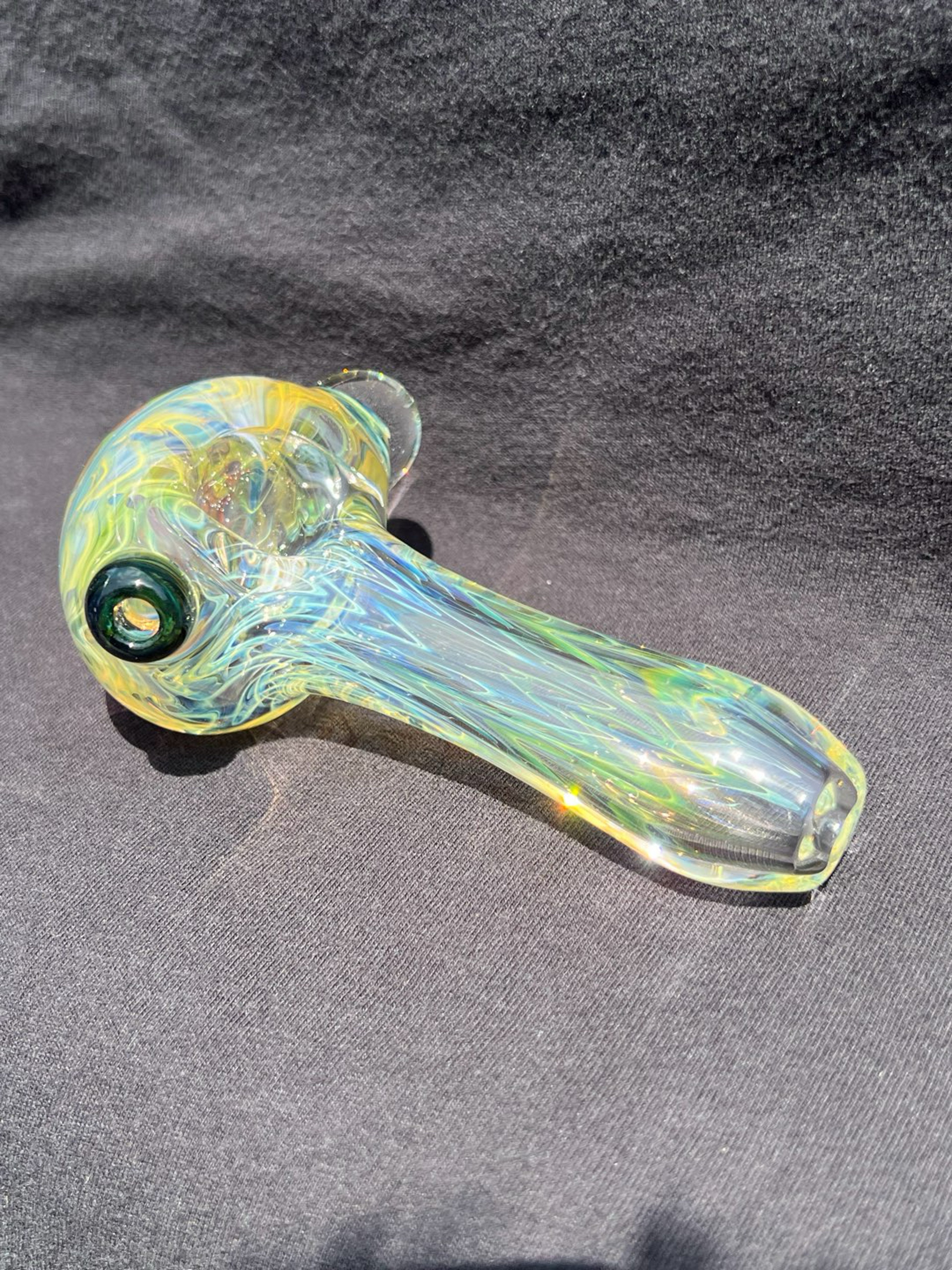 Preview pic of Silver and gold fume hand pipe.