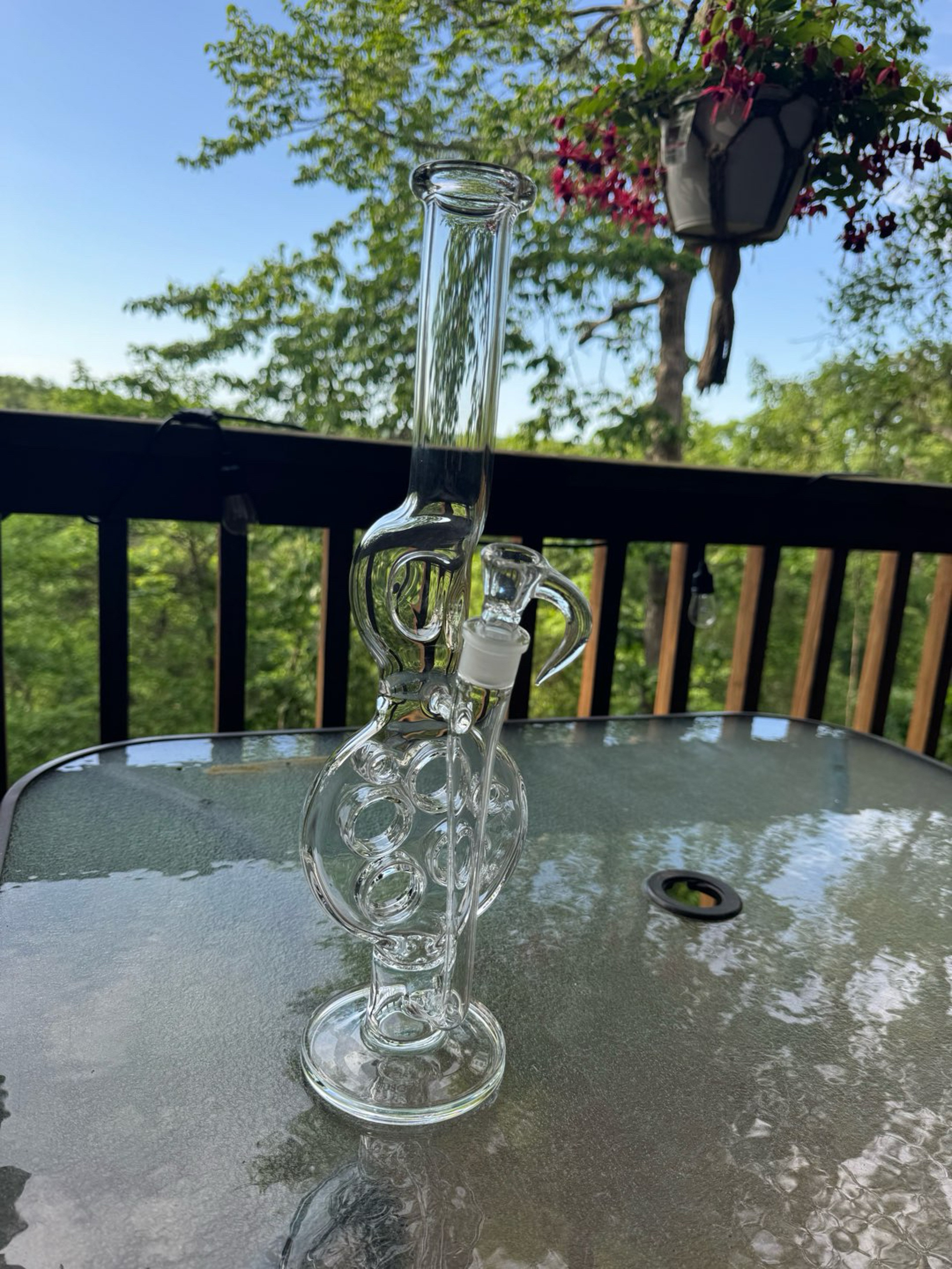 Preview pic of FREE SHIPPING $120 16" Tall 18mm Swiss perc bong by Biao T