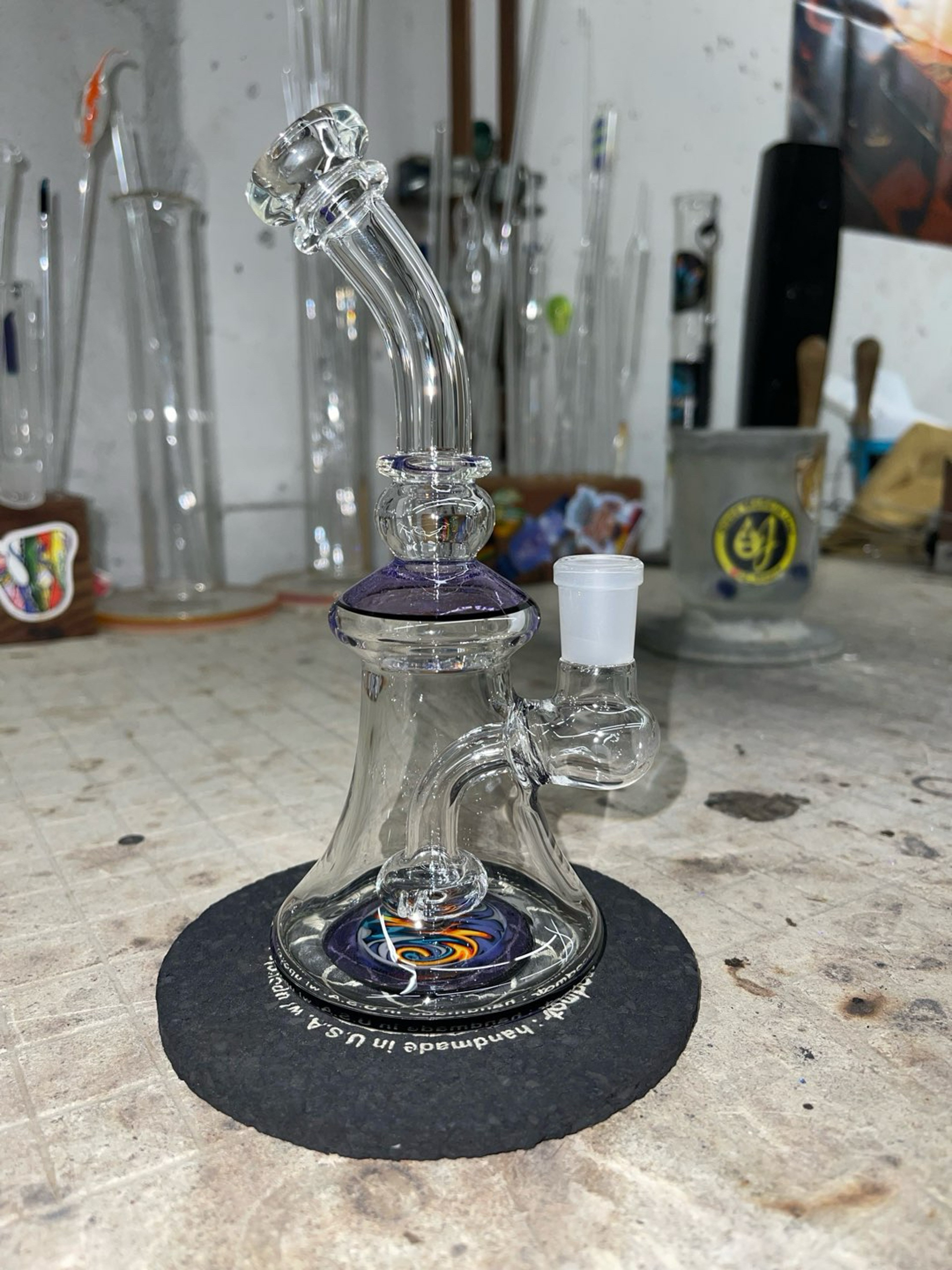 Preview pic of Banger 14mm, 7.5” tall, purple lollipop accents