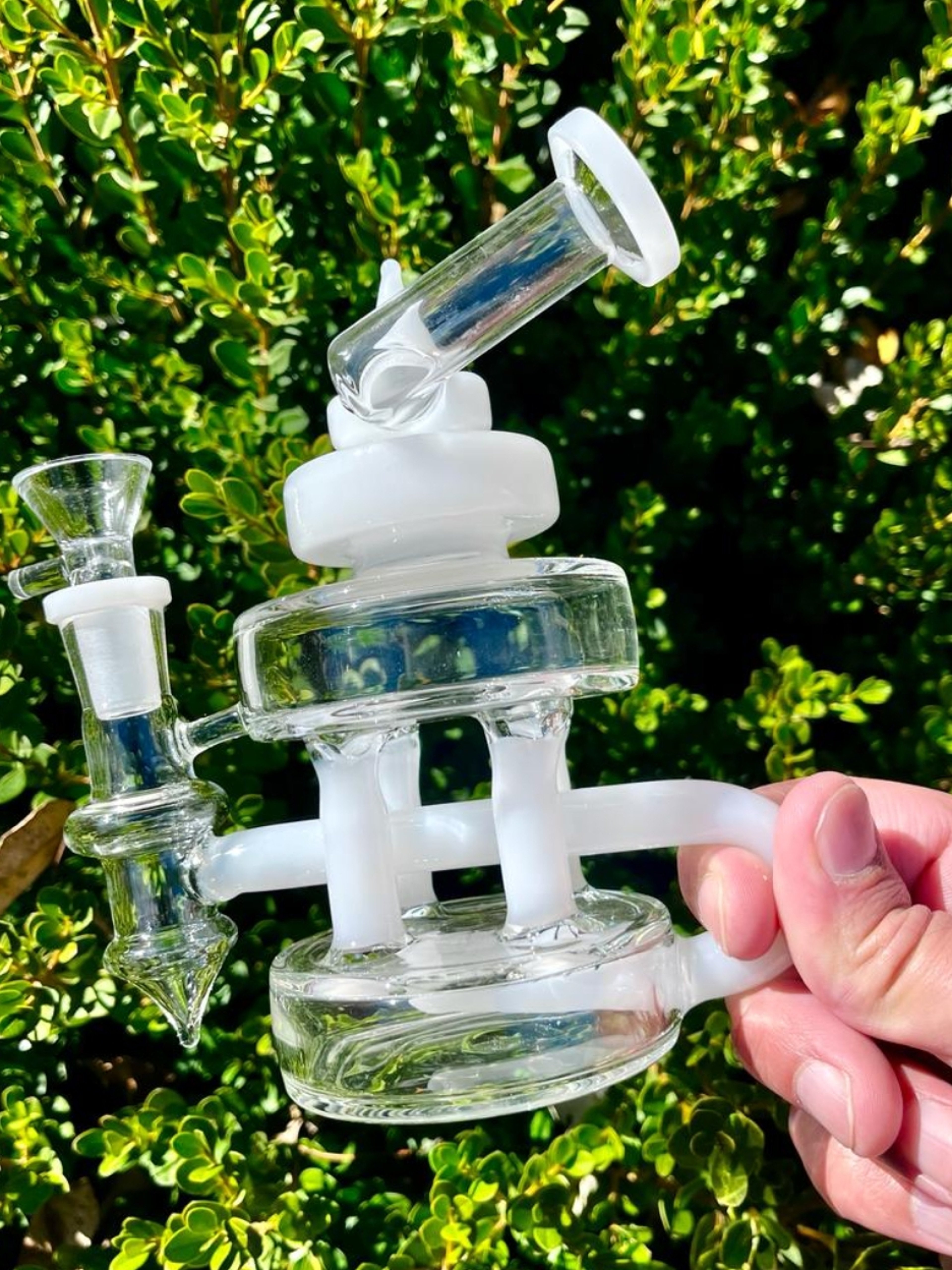 6.5" Mini White 🤍 Rig Recycler Glass WaterPipe image 0