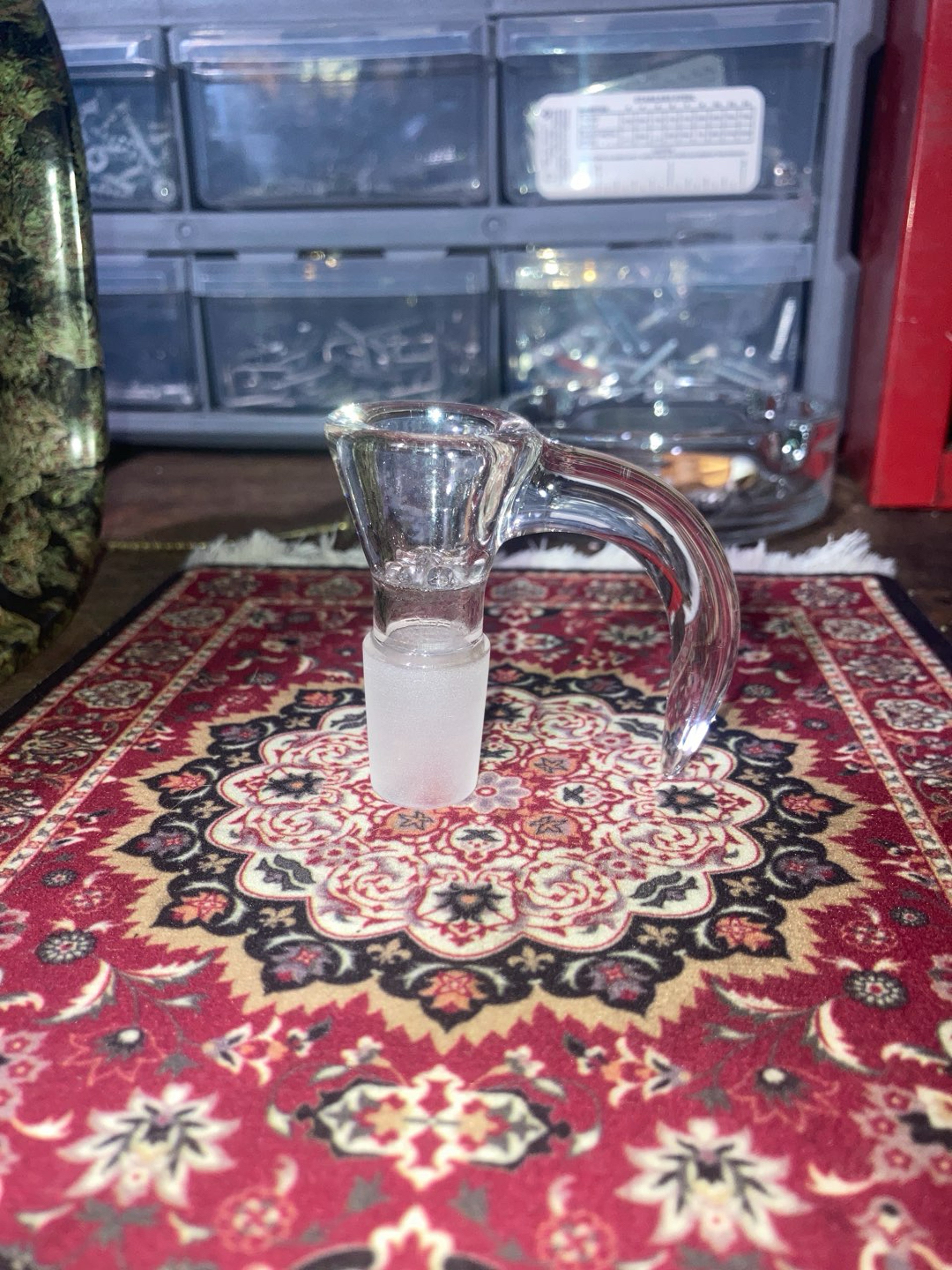 Preview pic of Hand blown 18mm Horn Bowl/Slide 7 hole USA glass handblown
