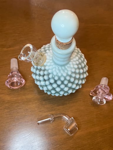 Preview pic of Fenton Hobnail Perfume Bottle Bong and Accessories