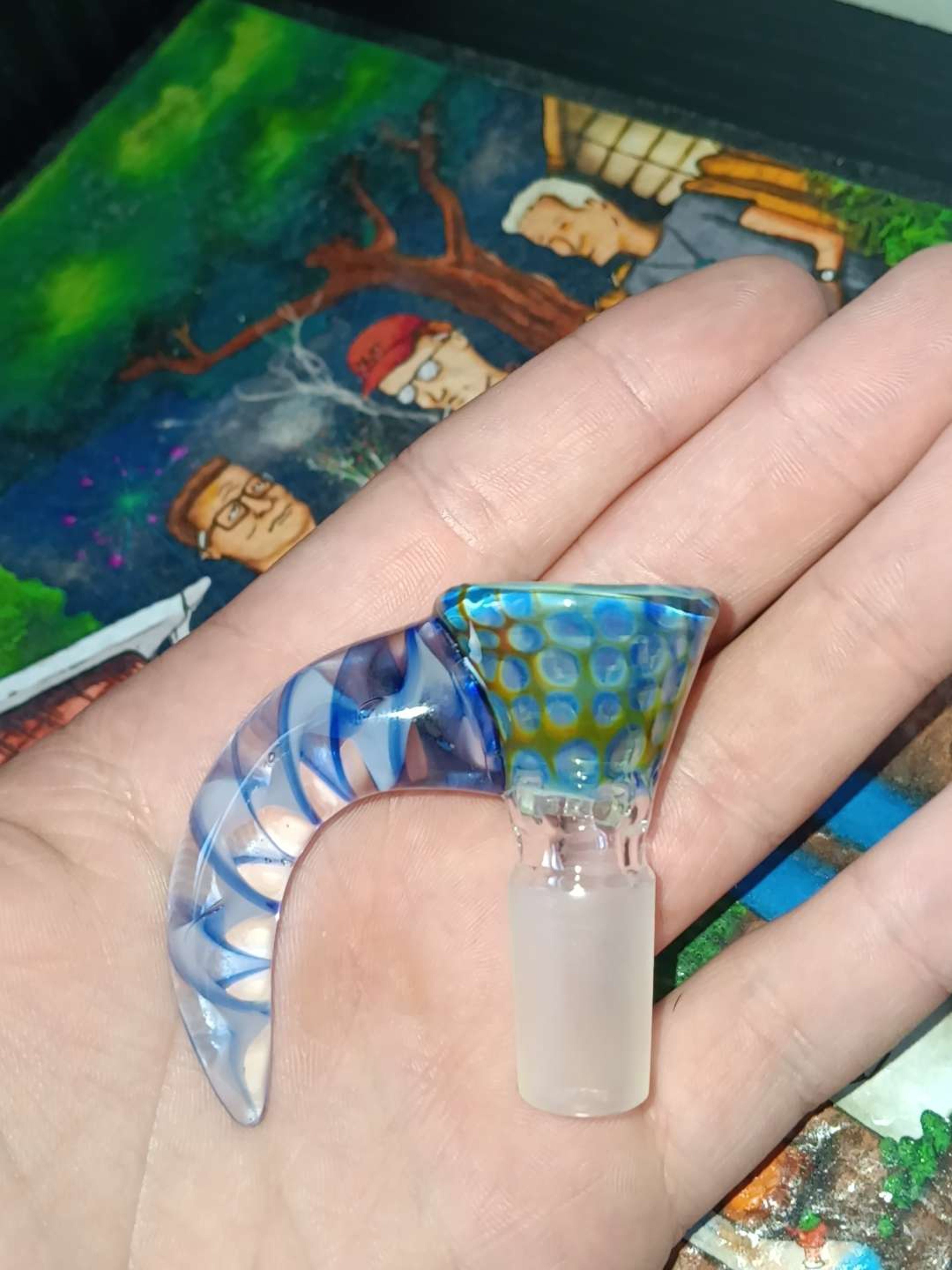 Preview pic of TAG 4 hole blue/silver fumed slide