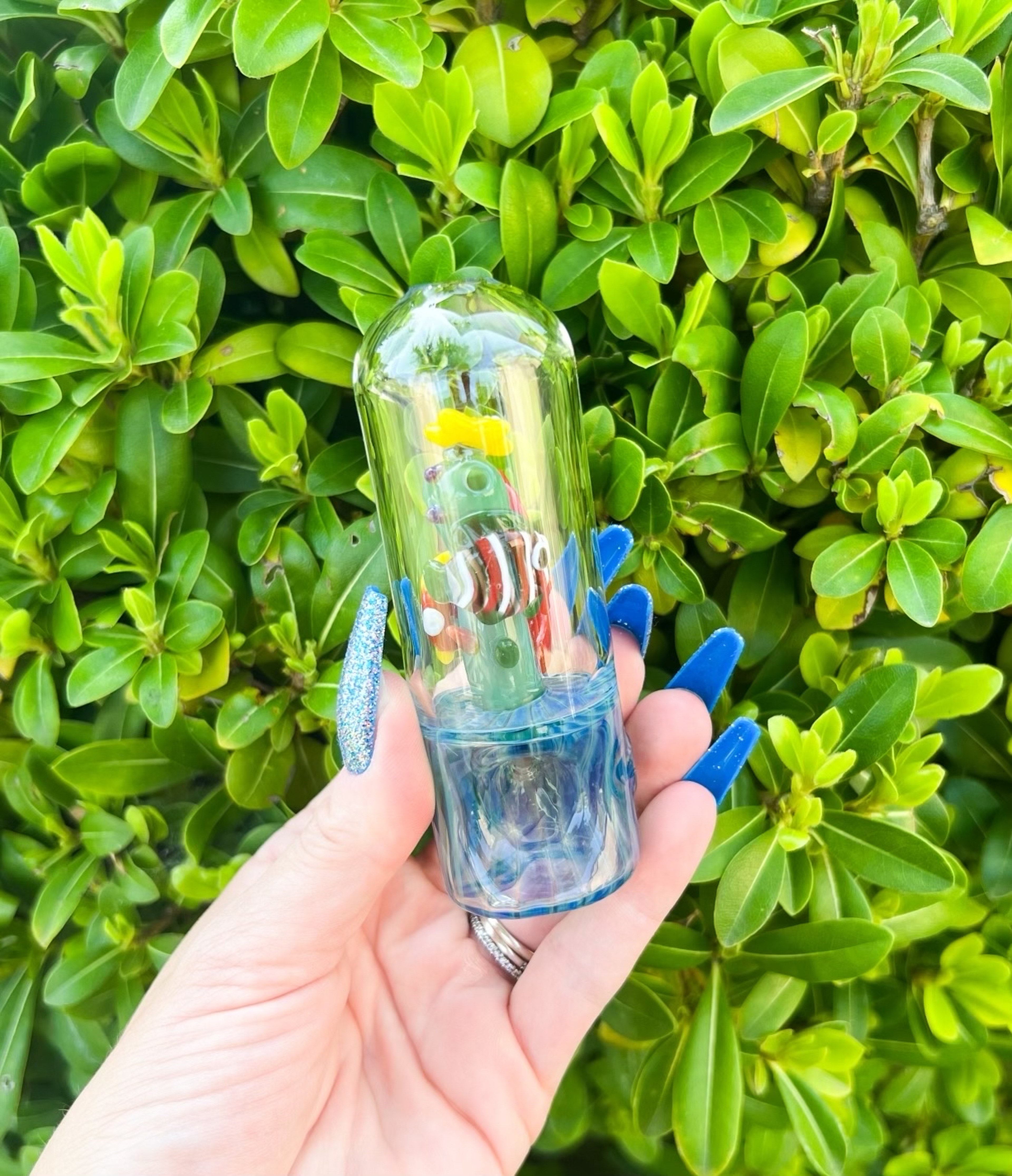 Preview pic of Under The Sea Blue Fumed Glass Hand Pipe
