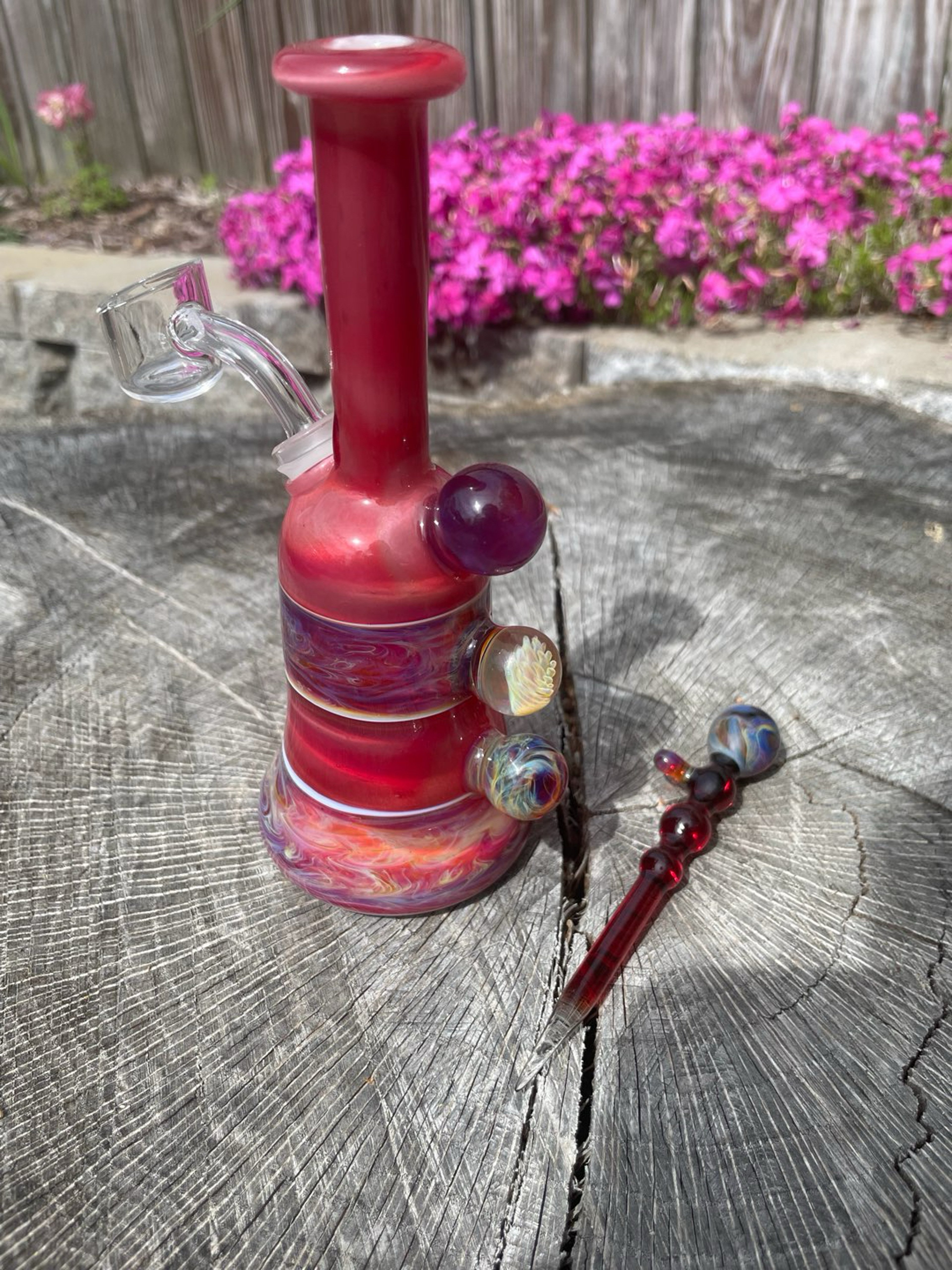 Preview pic of Handblown Red Rig with matching tool and banger