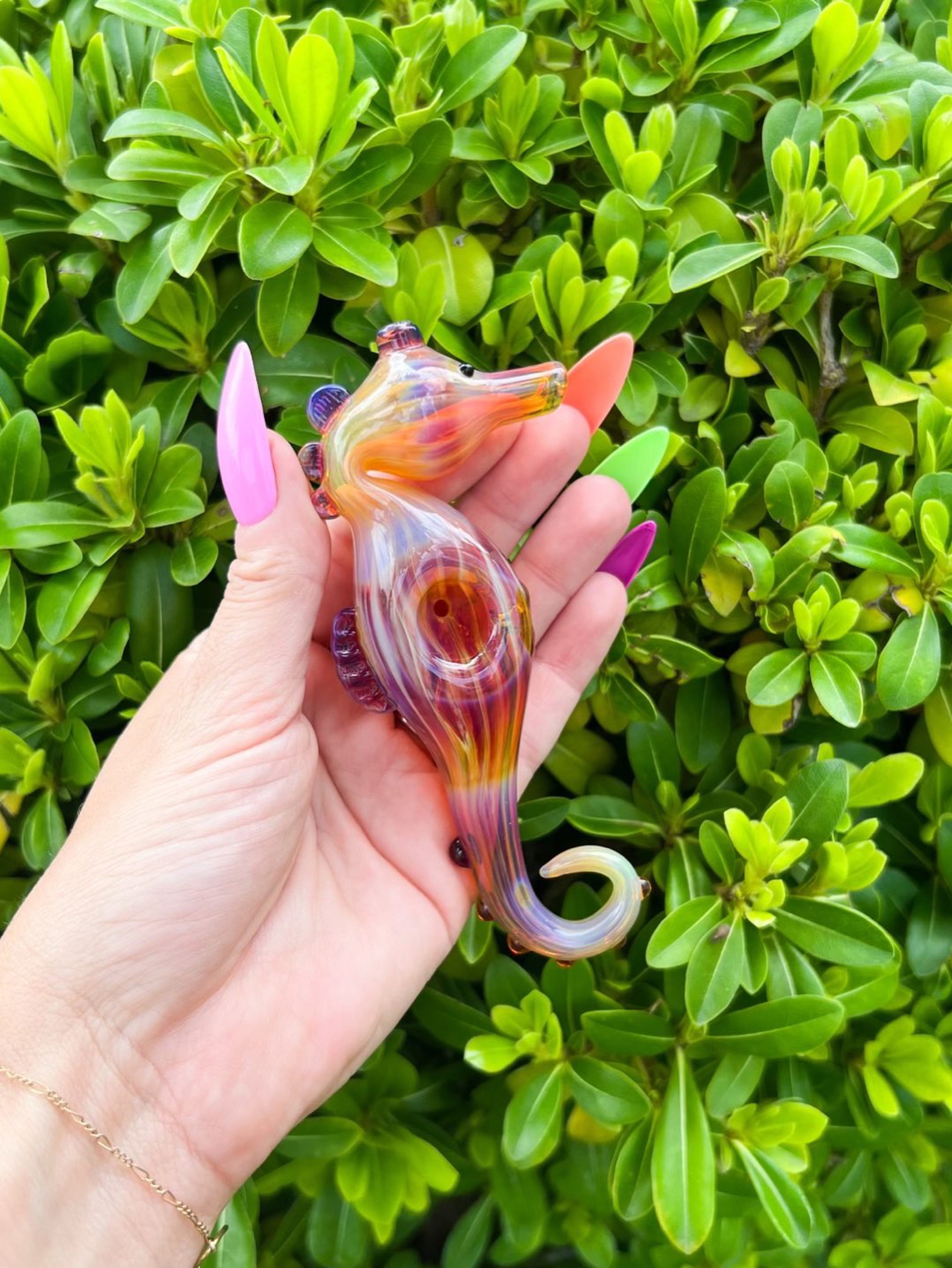 Preview pic of Fumed Seahorse Glass Hand Pipe
