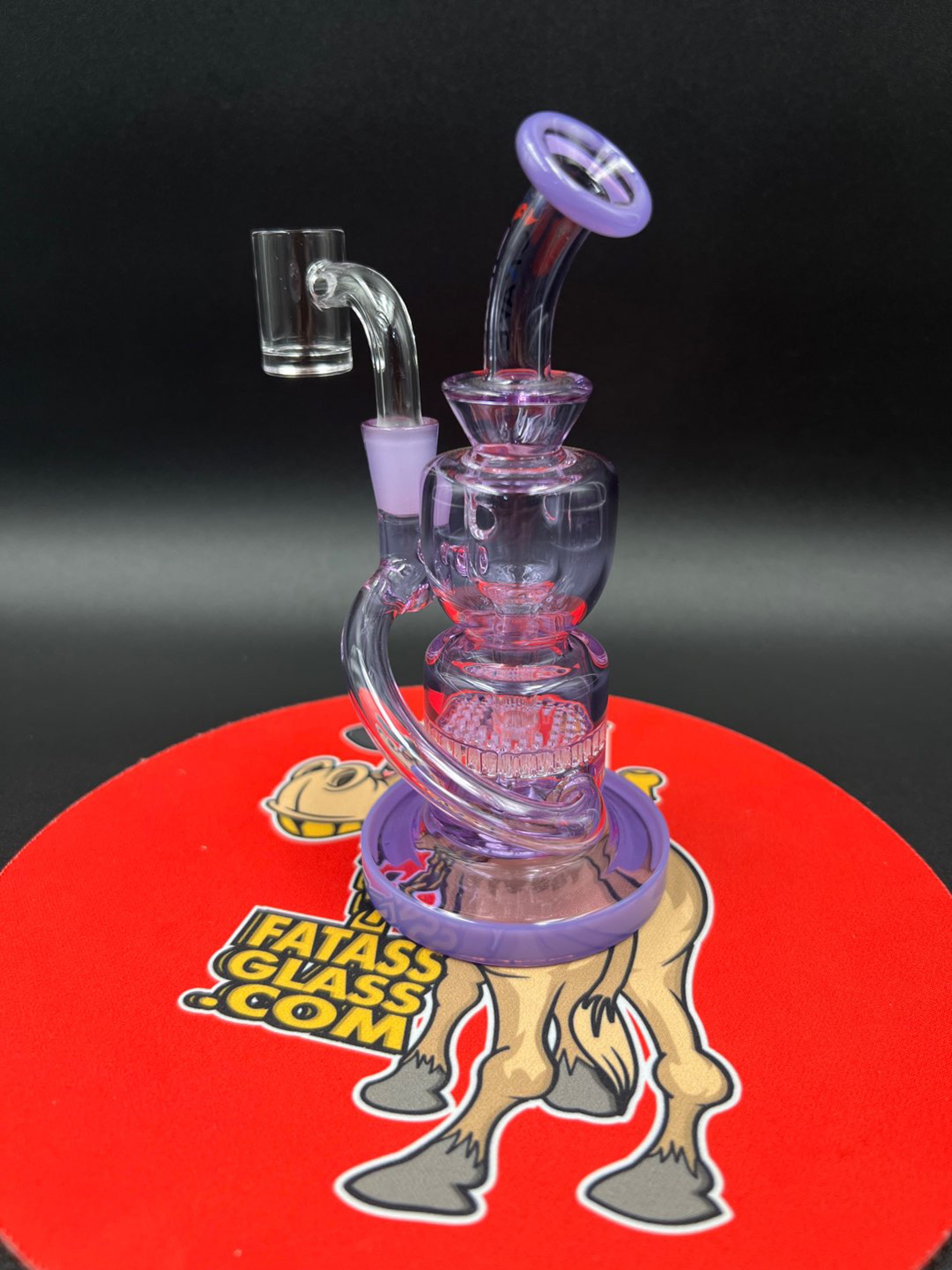 Preview pic of 6″ 10mm Crave Glass Honeycomb Recycler w. Quartz Banger Purple
