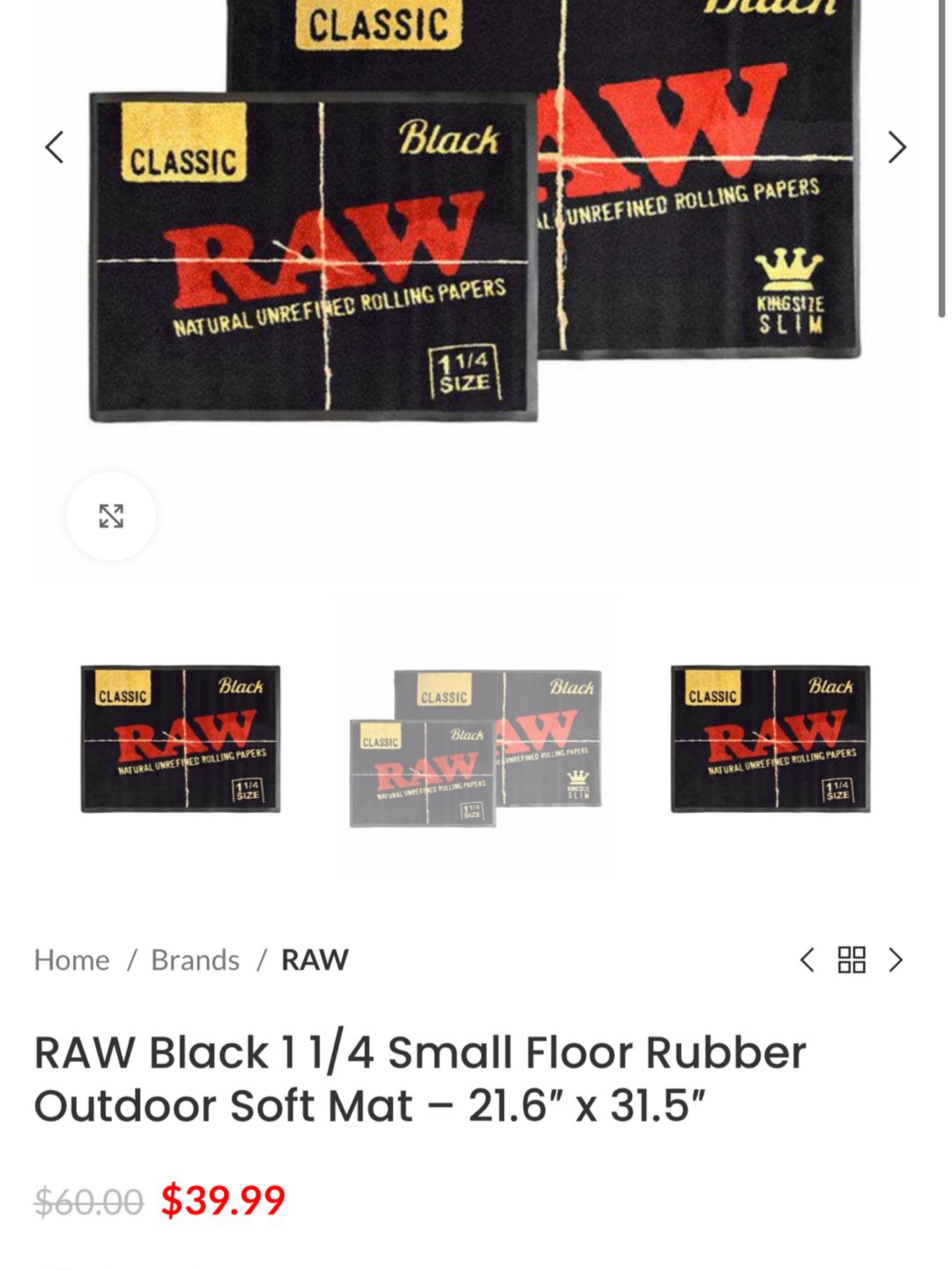 Preview pic of RAW Black 1 1/4 Small Floor Rubber Outdoor Soft Mat – 21.6″ x 31.5″