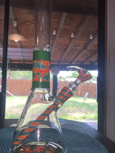 Preview pic of Augy glass line work beaker 16 1/2 in w matching down stem and bowl