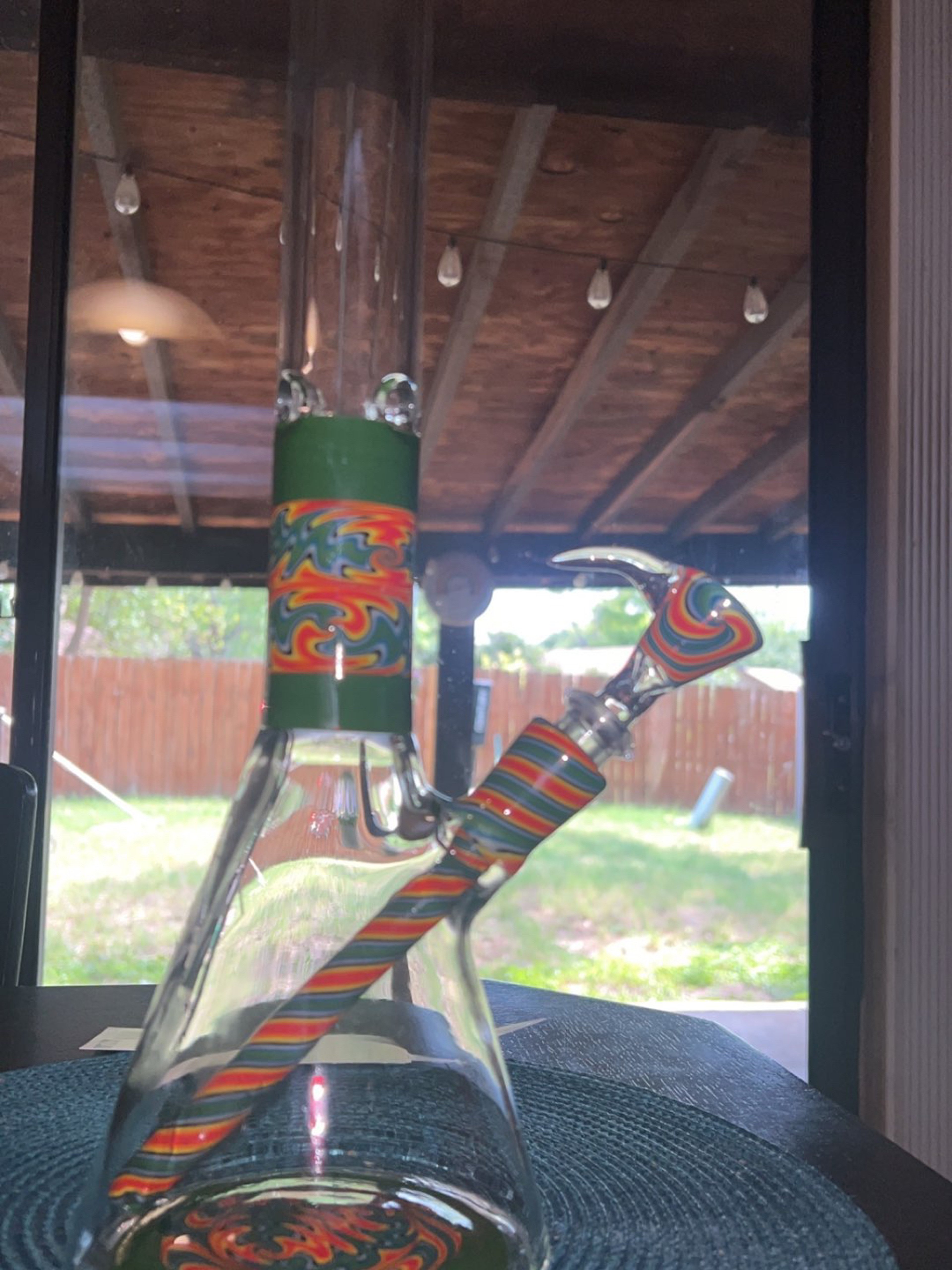 Preview pic of Augy glass line work beaker 16 1/2 in w matching down stem and bowl