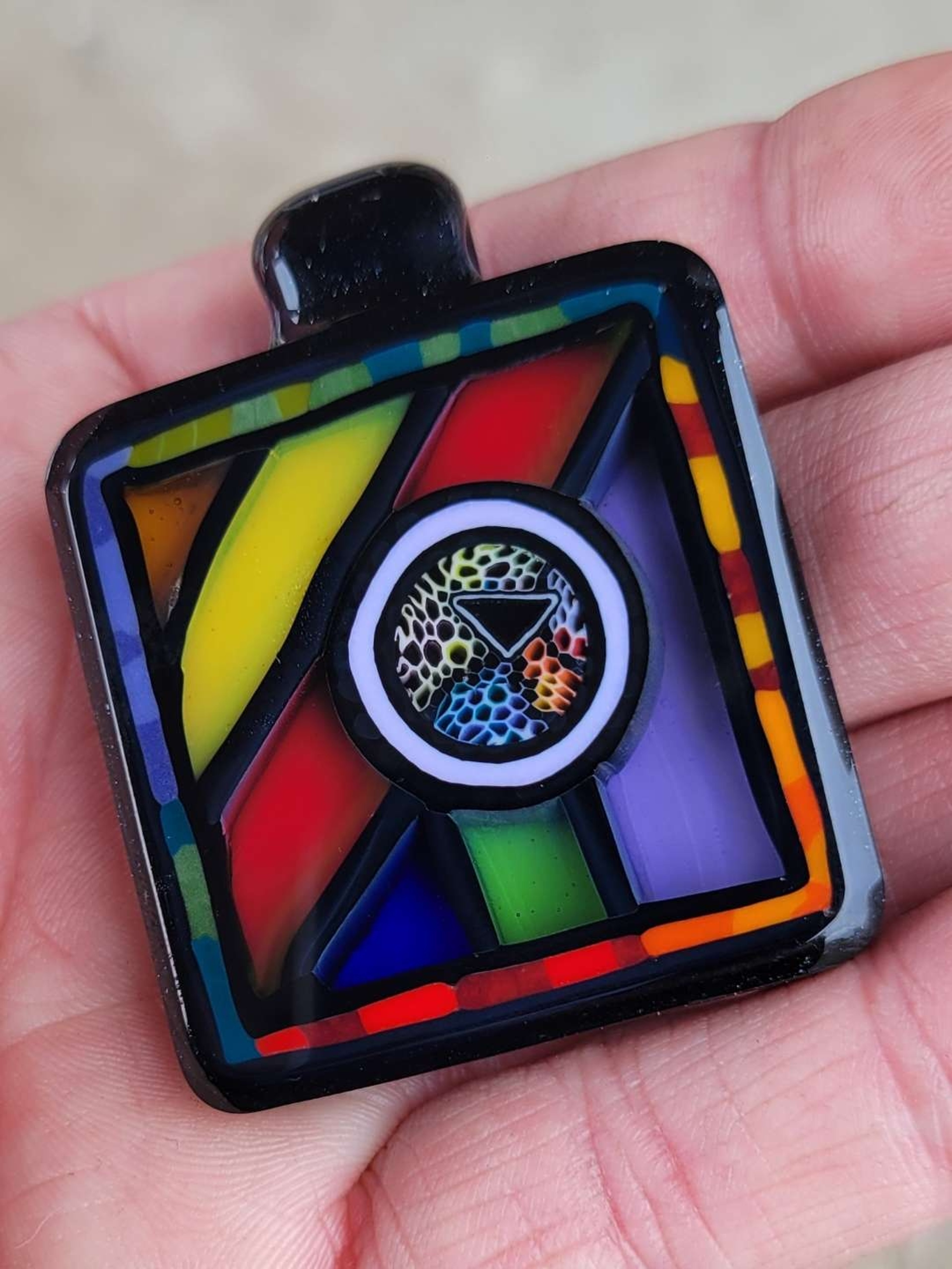 Preview pic of 2023 @kaj____beck Murrine Tile pendant. Signed, dated and absolutely stunning in hand.