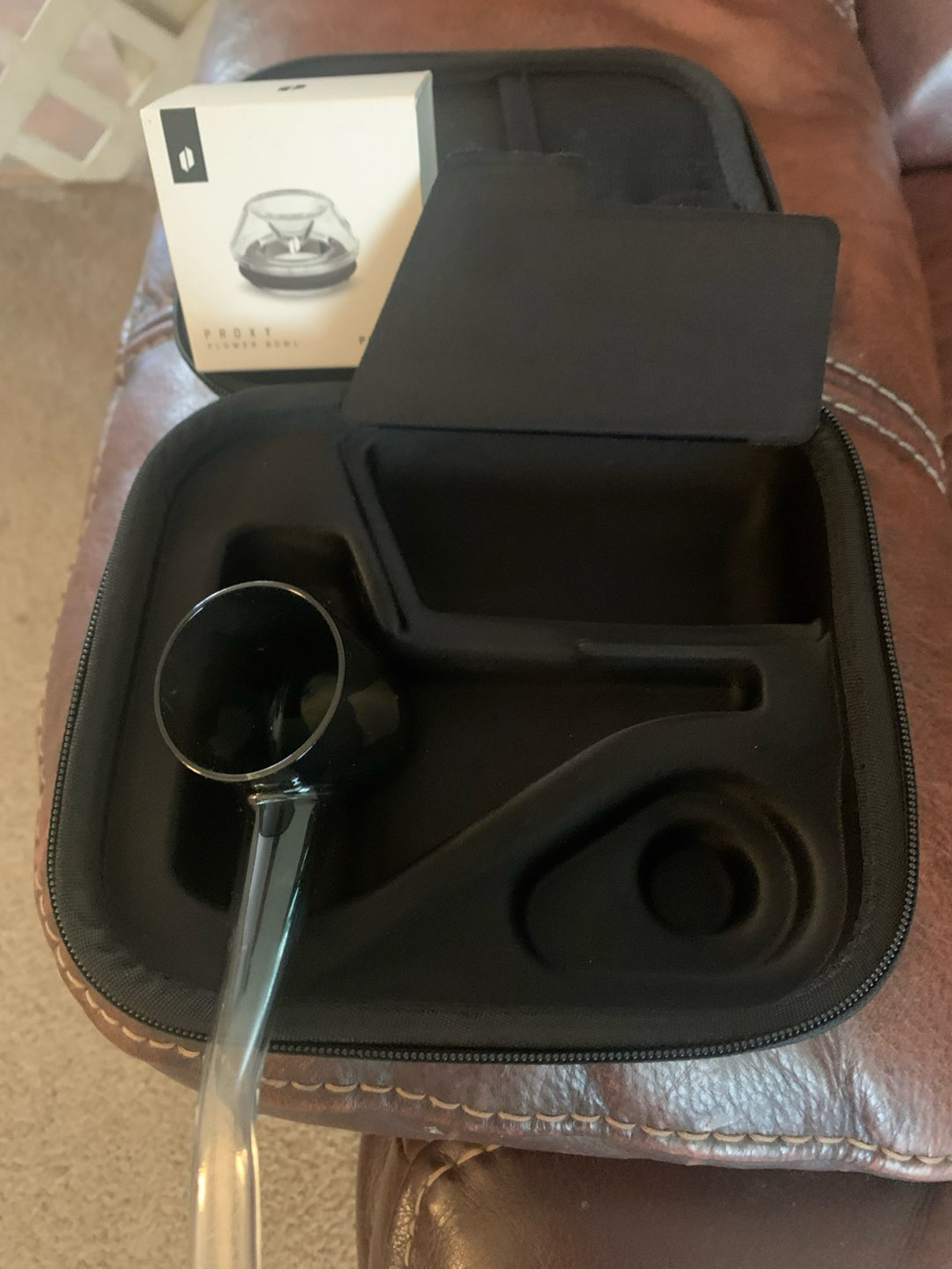 Preview pic of Puffco proxy carry case glass piece and flower bowl