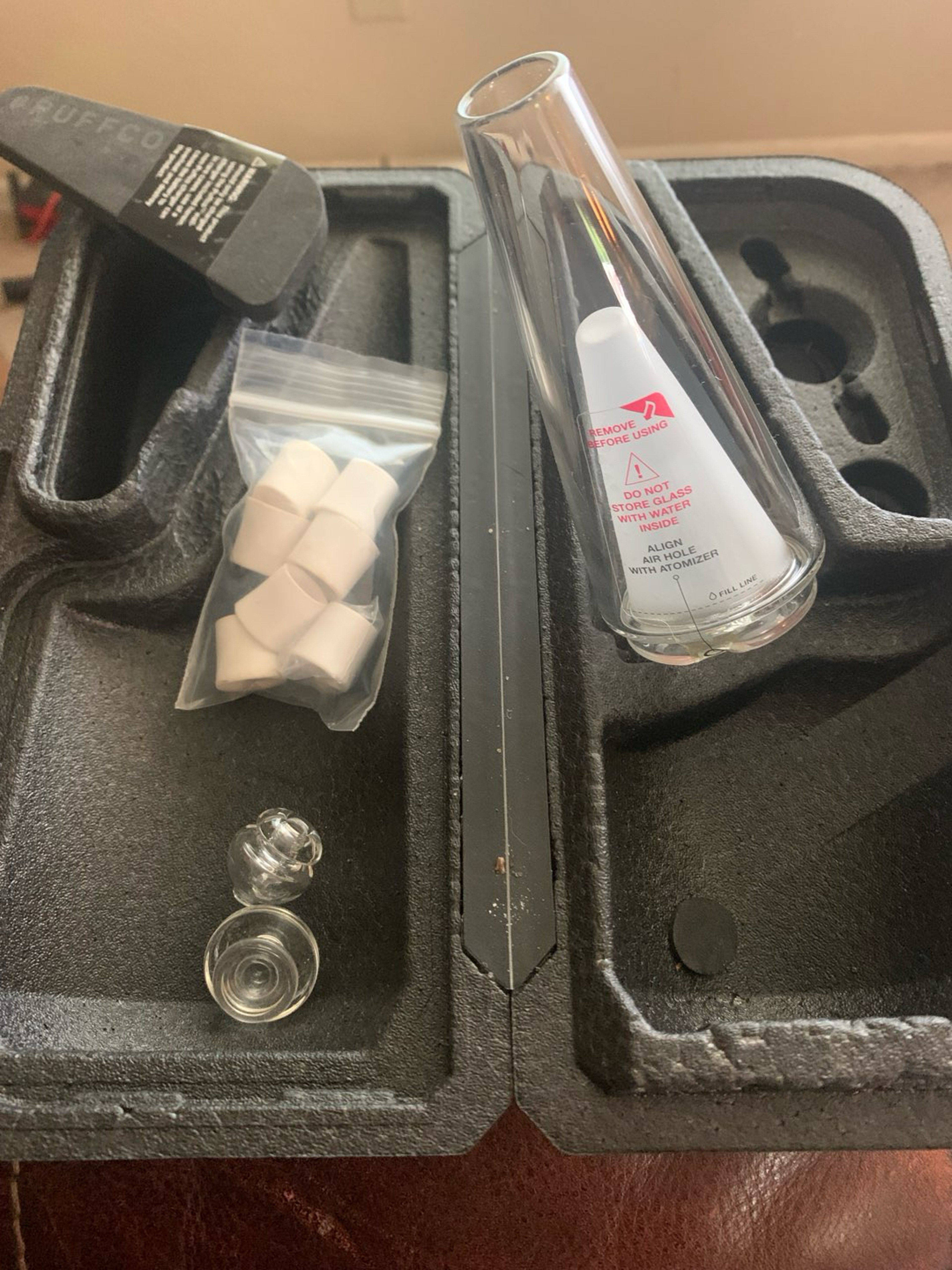 Preview pic of Puffco og peak case brand new glass top 2 carb caps and 11 ceramic buckets
