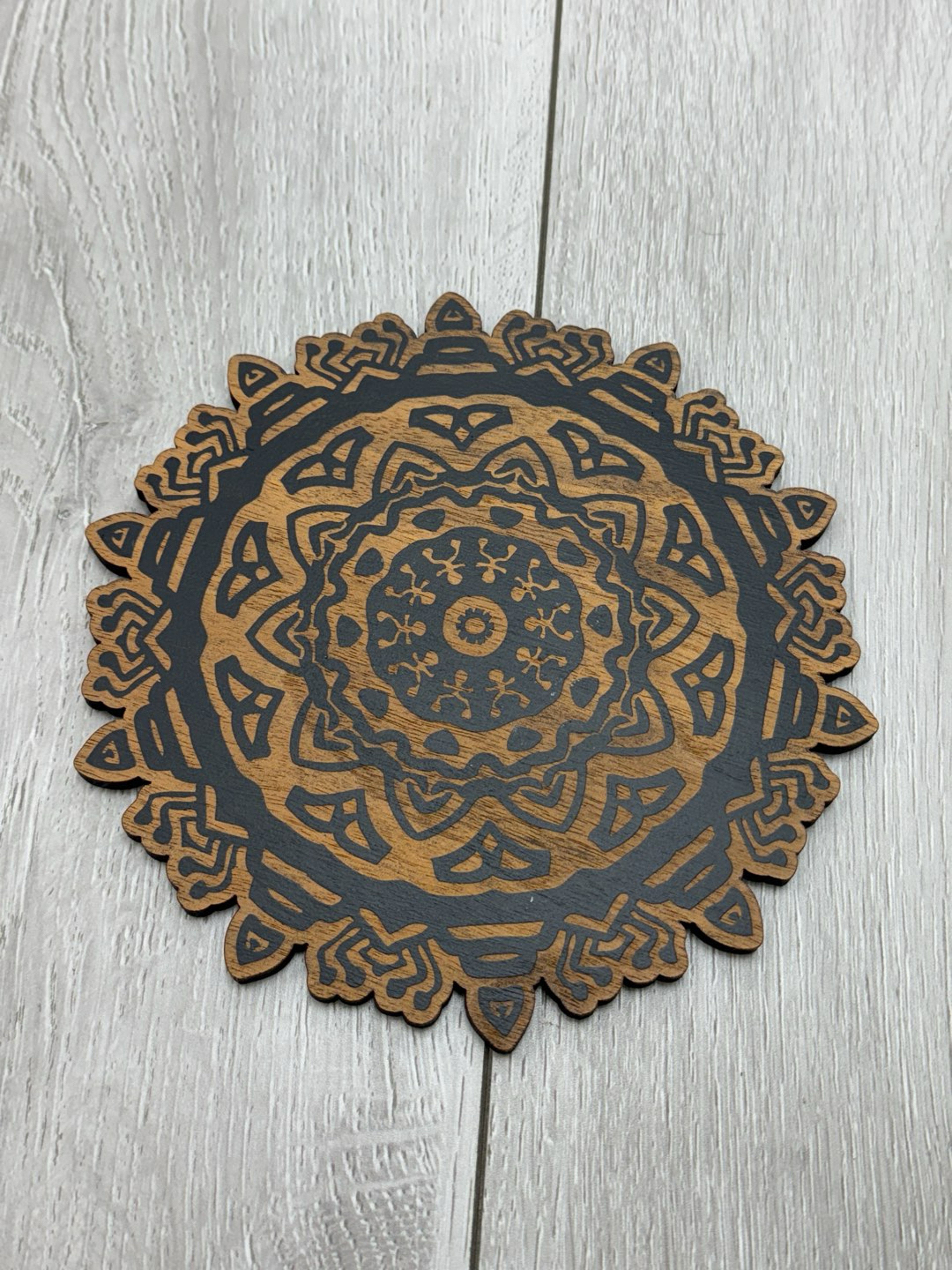 Preview pic of Laser engraved wooden dab mat s2