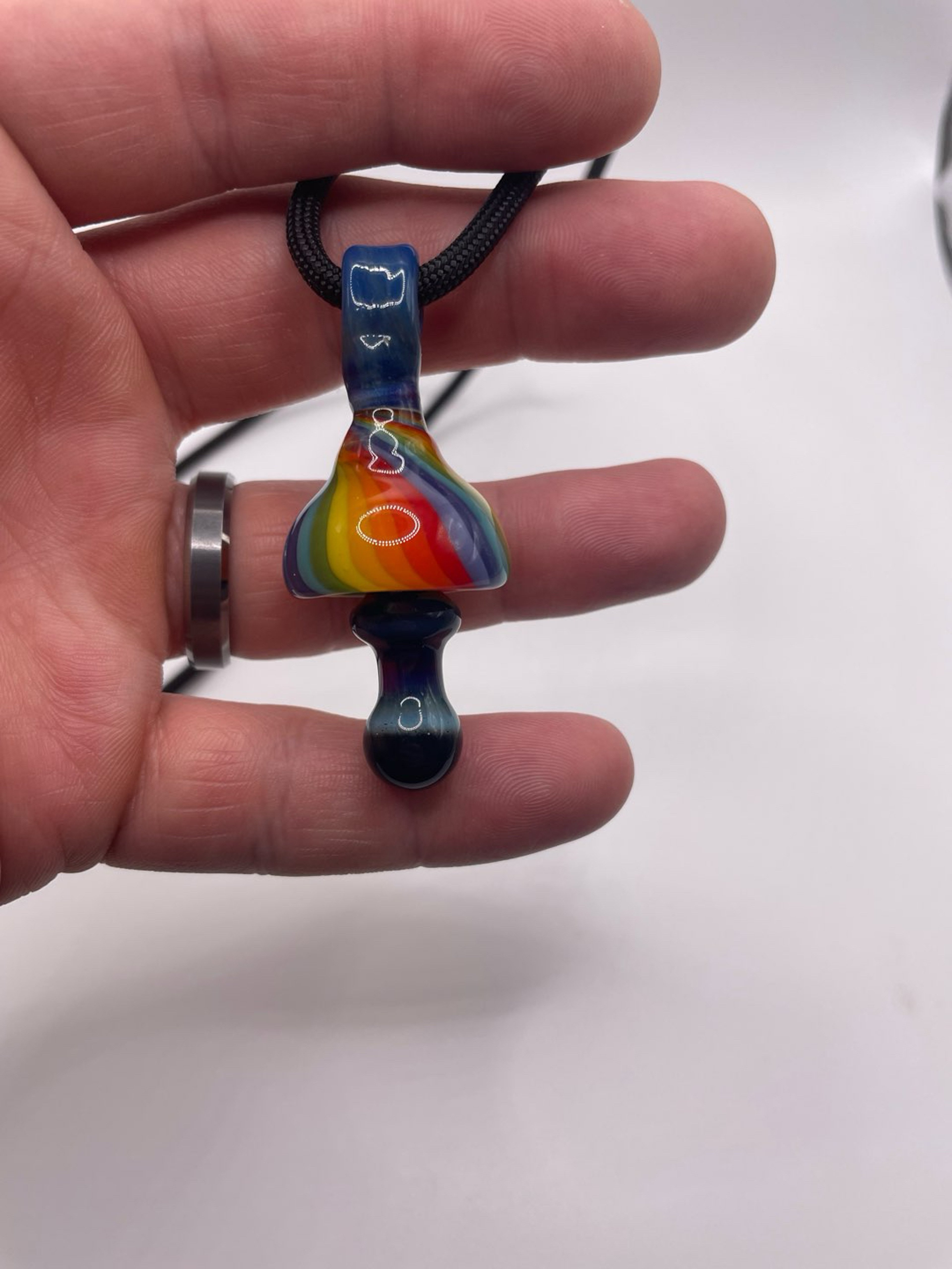 Preview pic of Mellow glassworks rainbow mushroom pendy
