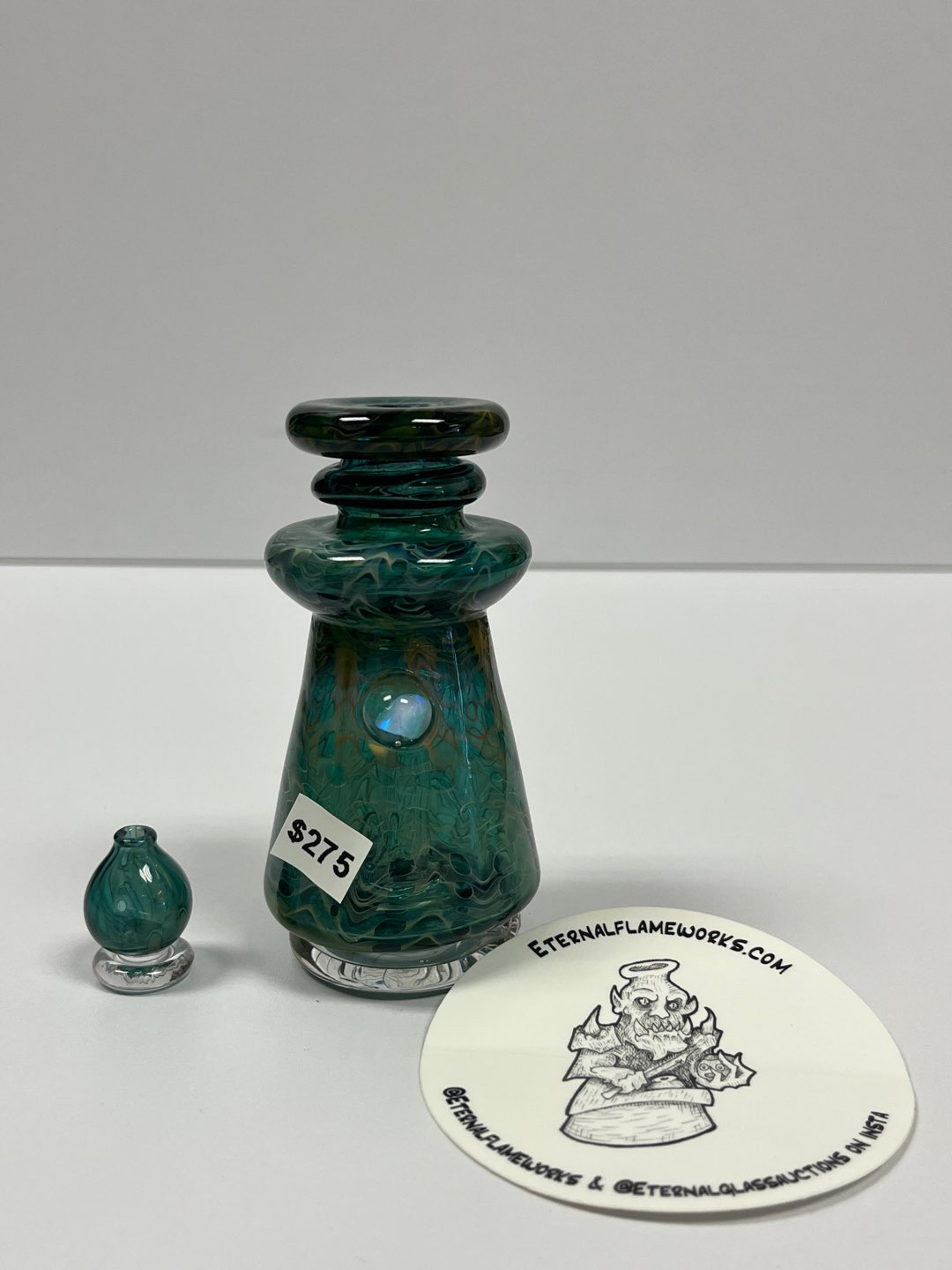 Preview pic of Eternal Flame Works glass Puffco Peak or Peak Pro top with matching cap