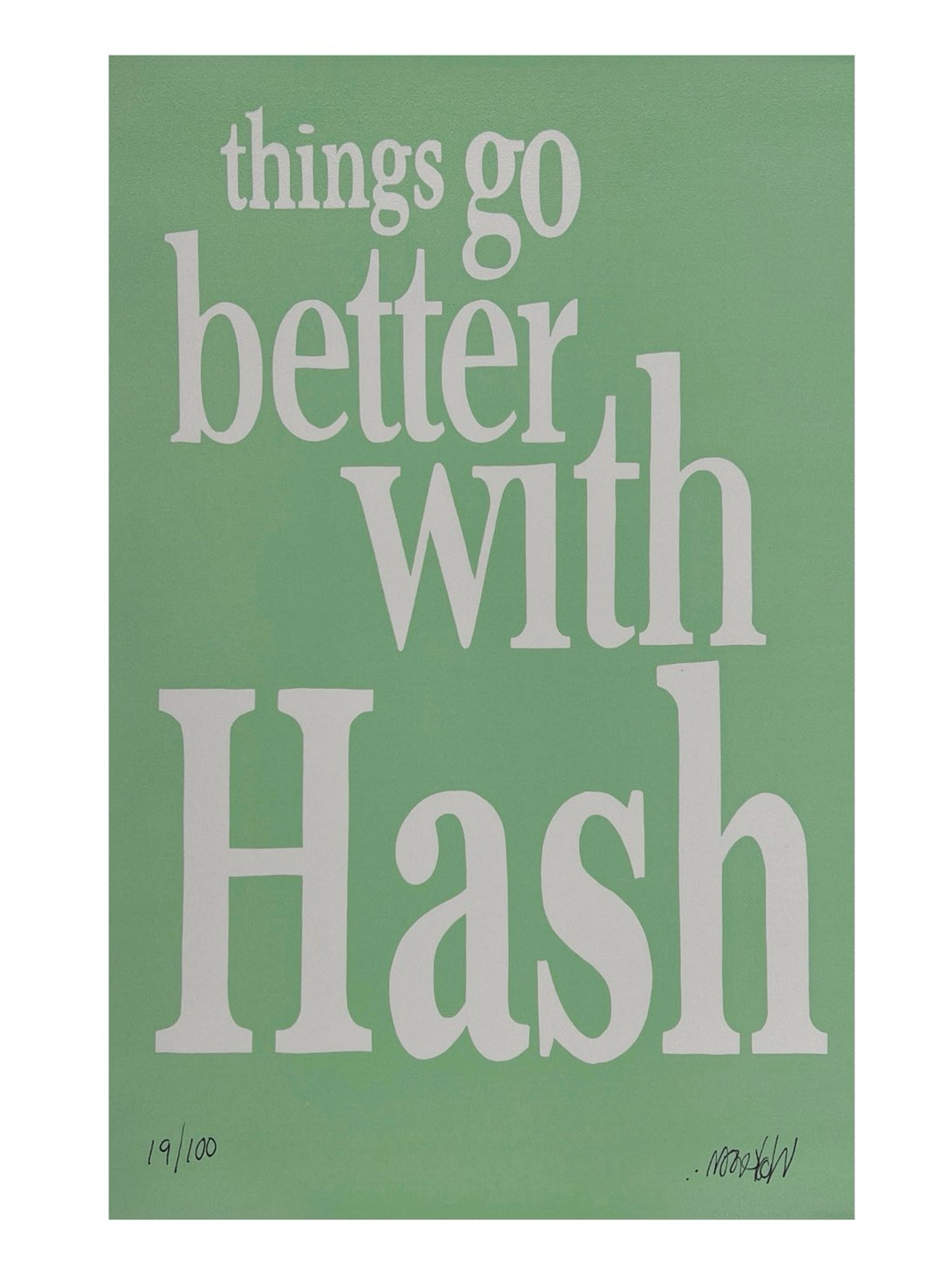 Preview pic of “Things Go Better” Moss print by Lot Comedy