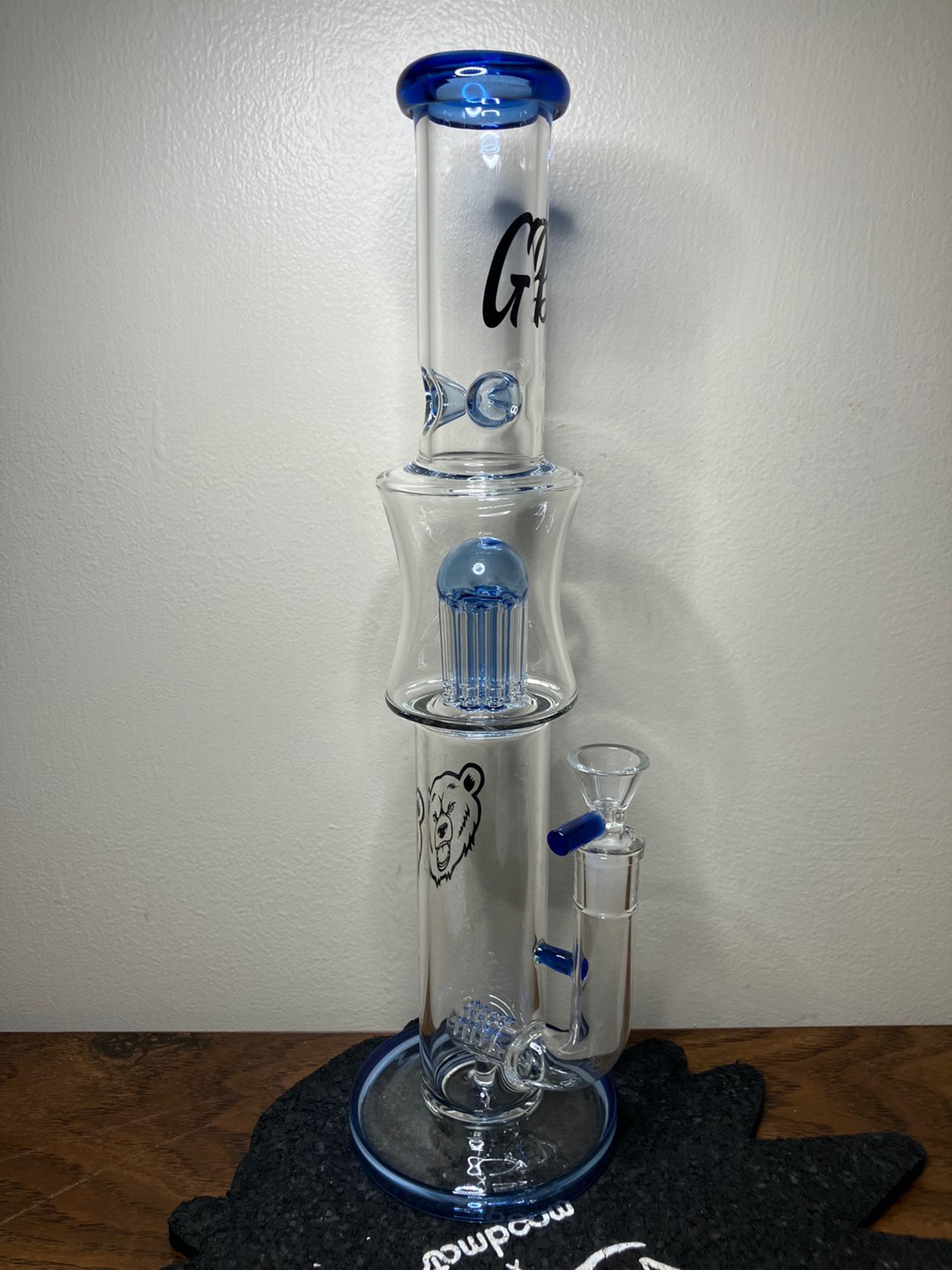 Preview pic of GB Glass Mini Single Tree Straight Tube W/ Deerquartz faceted autospinner banger