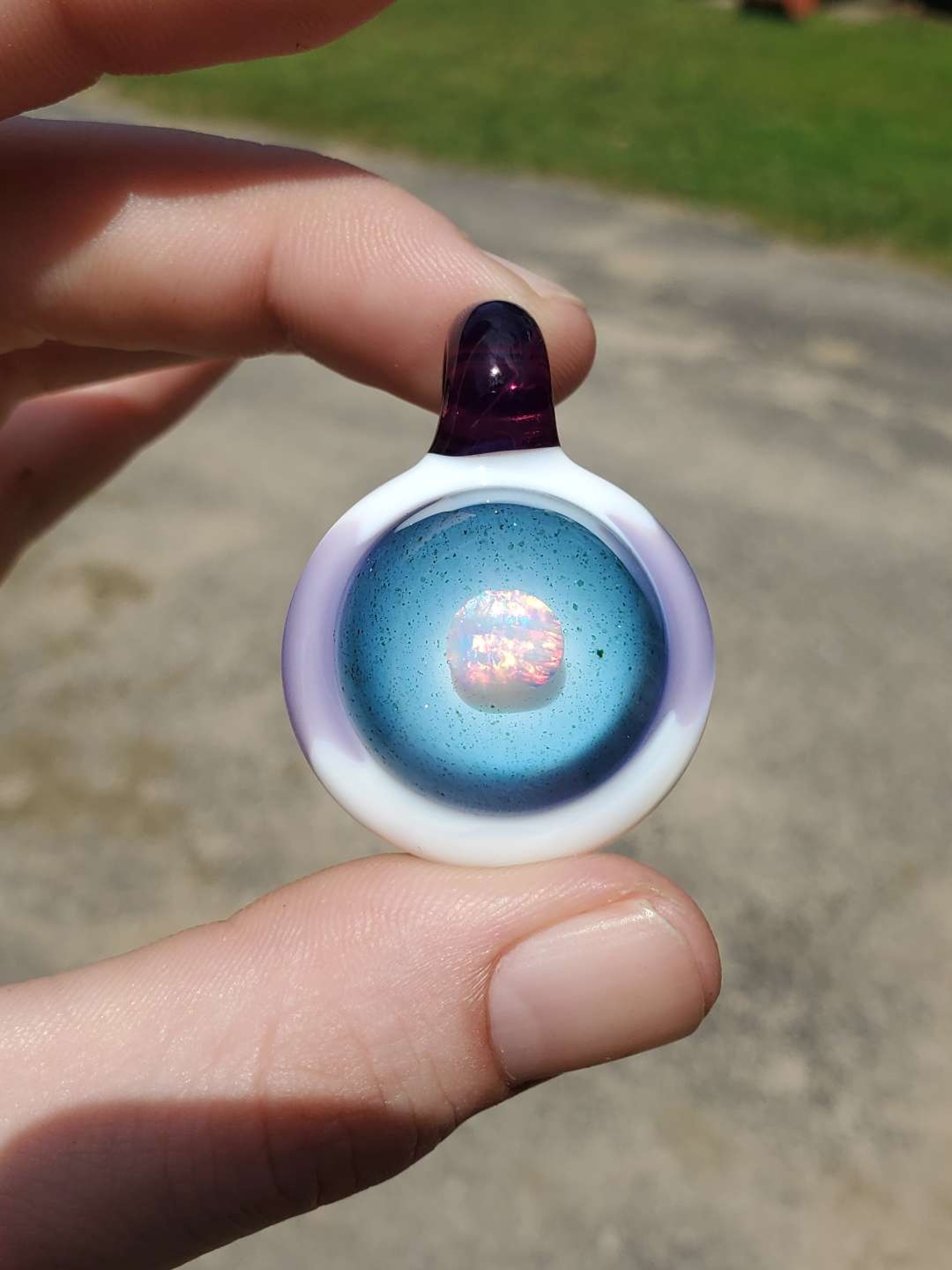 Preview pic of Lotus white x purple satin tumbled opal
