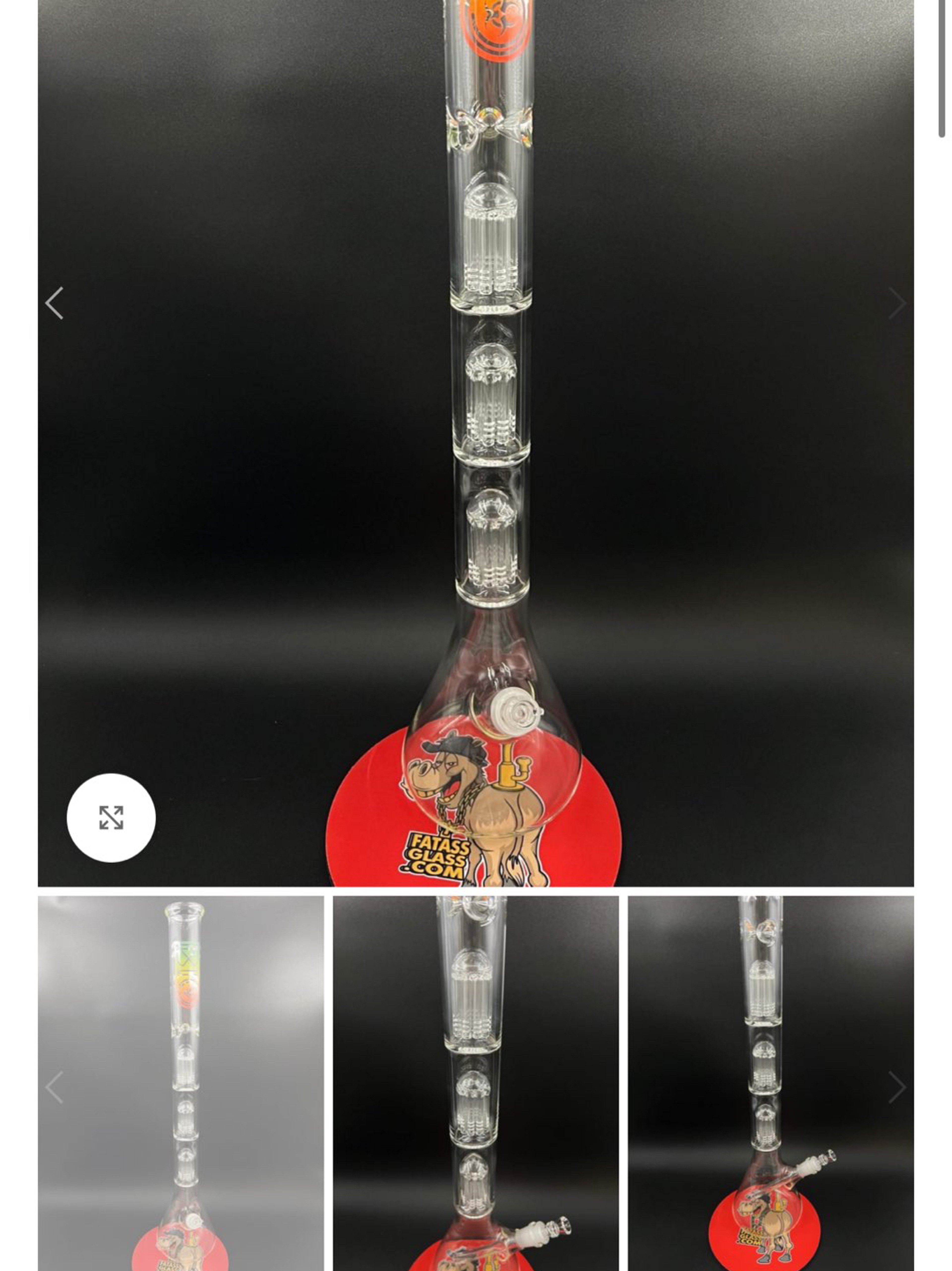 Preview pic of BIO Glass Triple Chamber 10-Arm Tree Percolator Straight Water Pipe 26″ – 14mm –