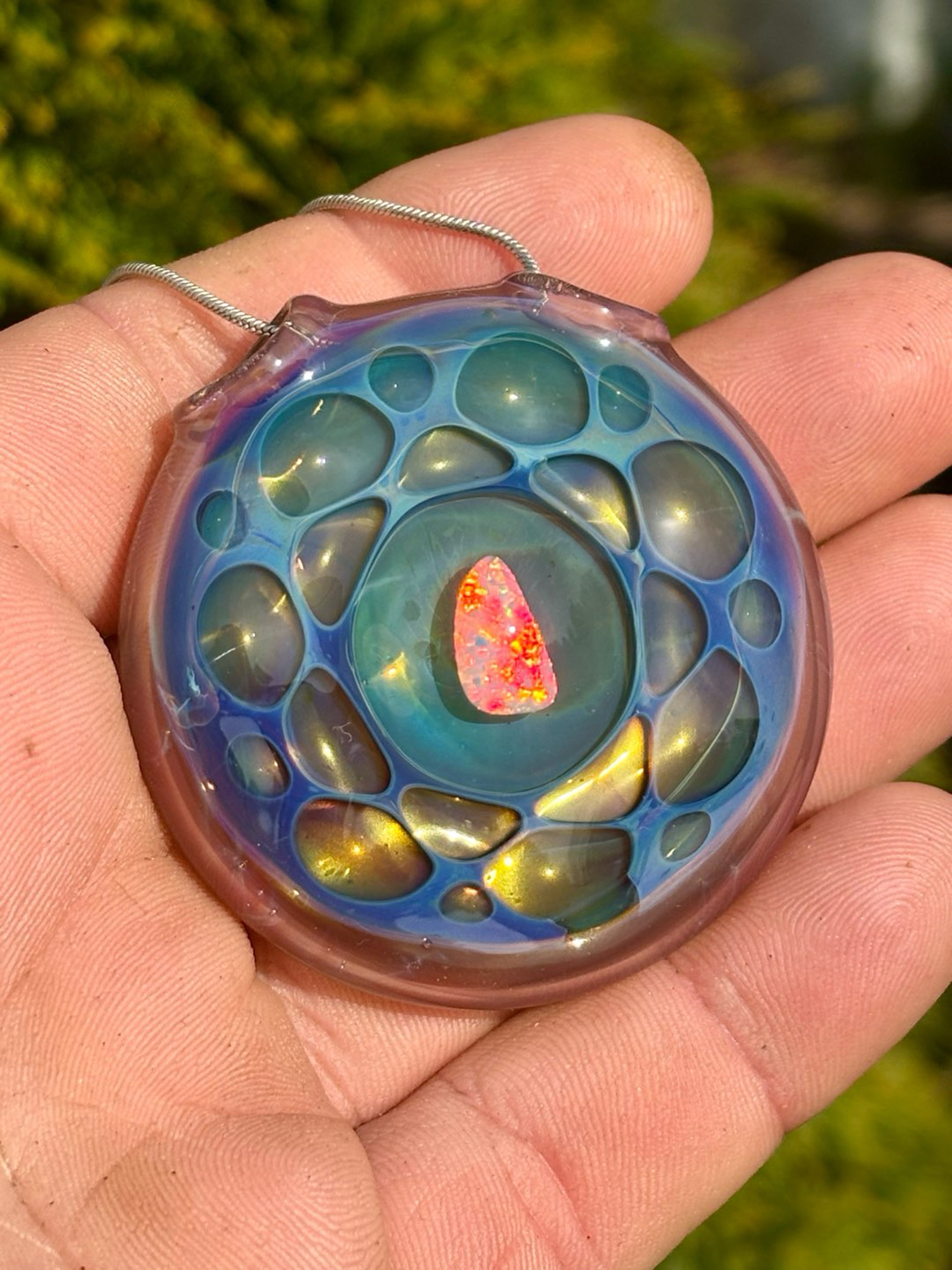 Preview pic of Opal honeycomb pendant