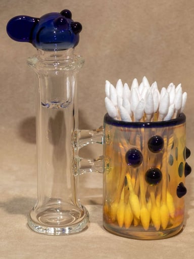 Preview pic of Dab cleaning set | Iso cleaning kit glass bottle | fumed glass qtip jar | Glass alcohol bottle