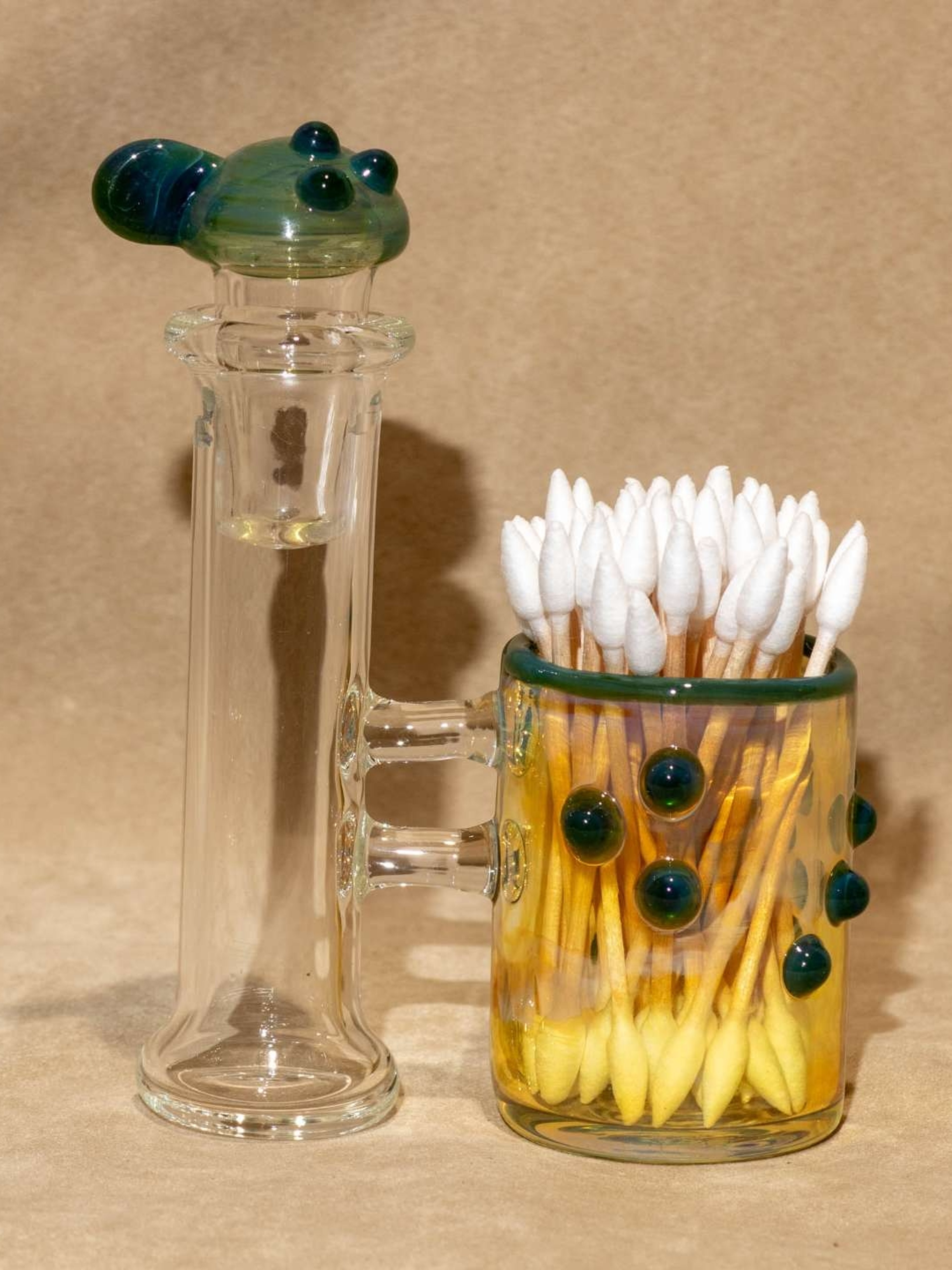 Preview pic of Dab cleaning set | Iso cleaning kit glass bottle | fumed glass qtip jar | Glass alcohol bottle
