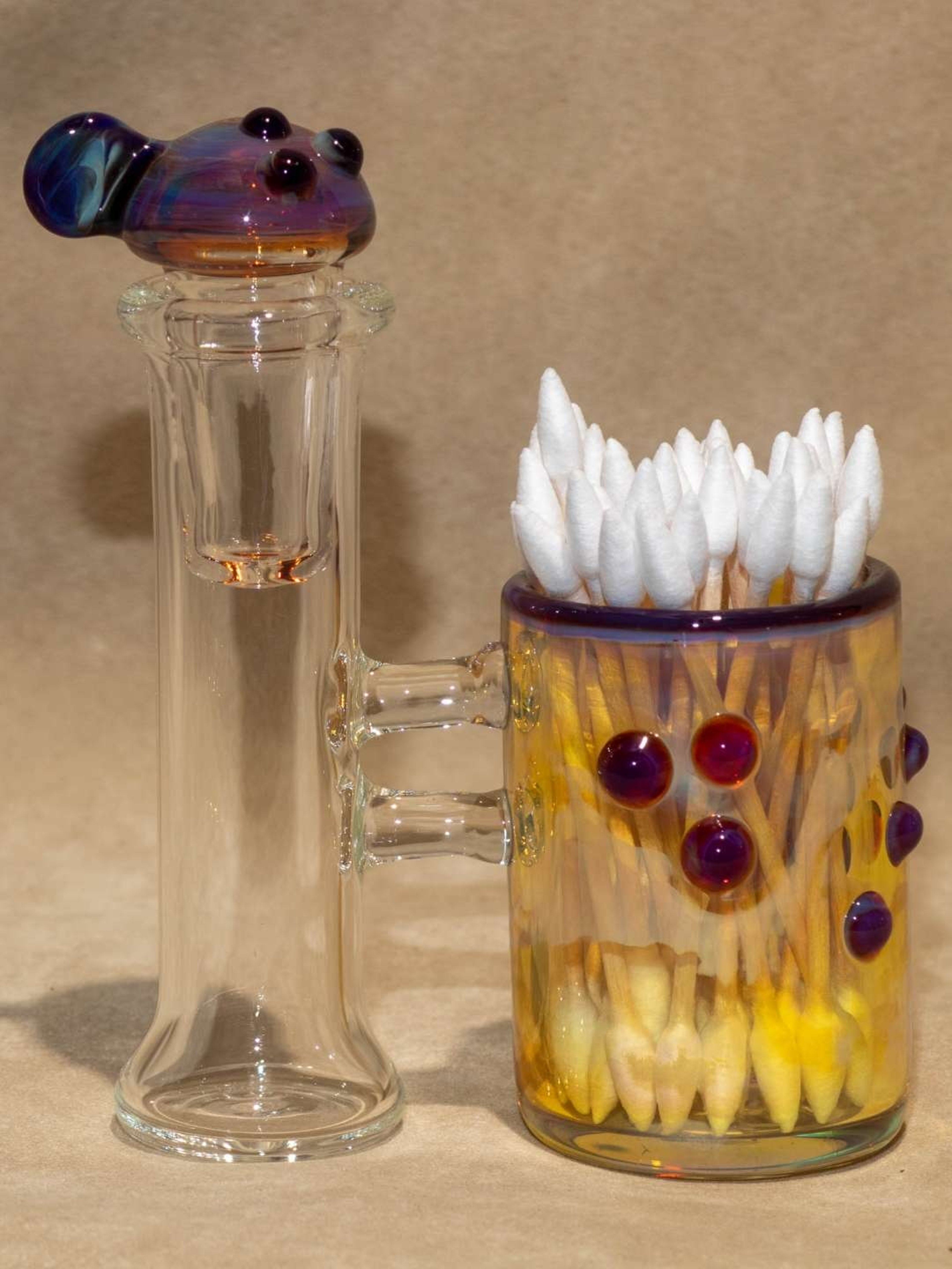 Preview pic of Dab cleaning set | Iso cleaning kit glass bottle | fumed glass qtip jar | Glass alcohol bottle