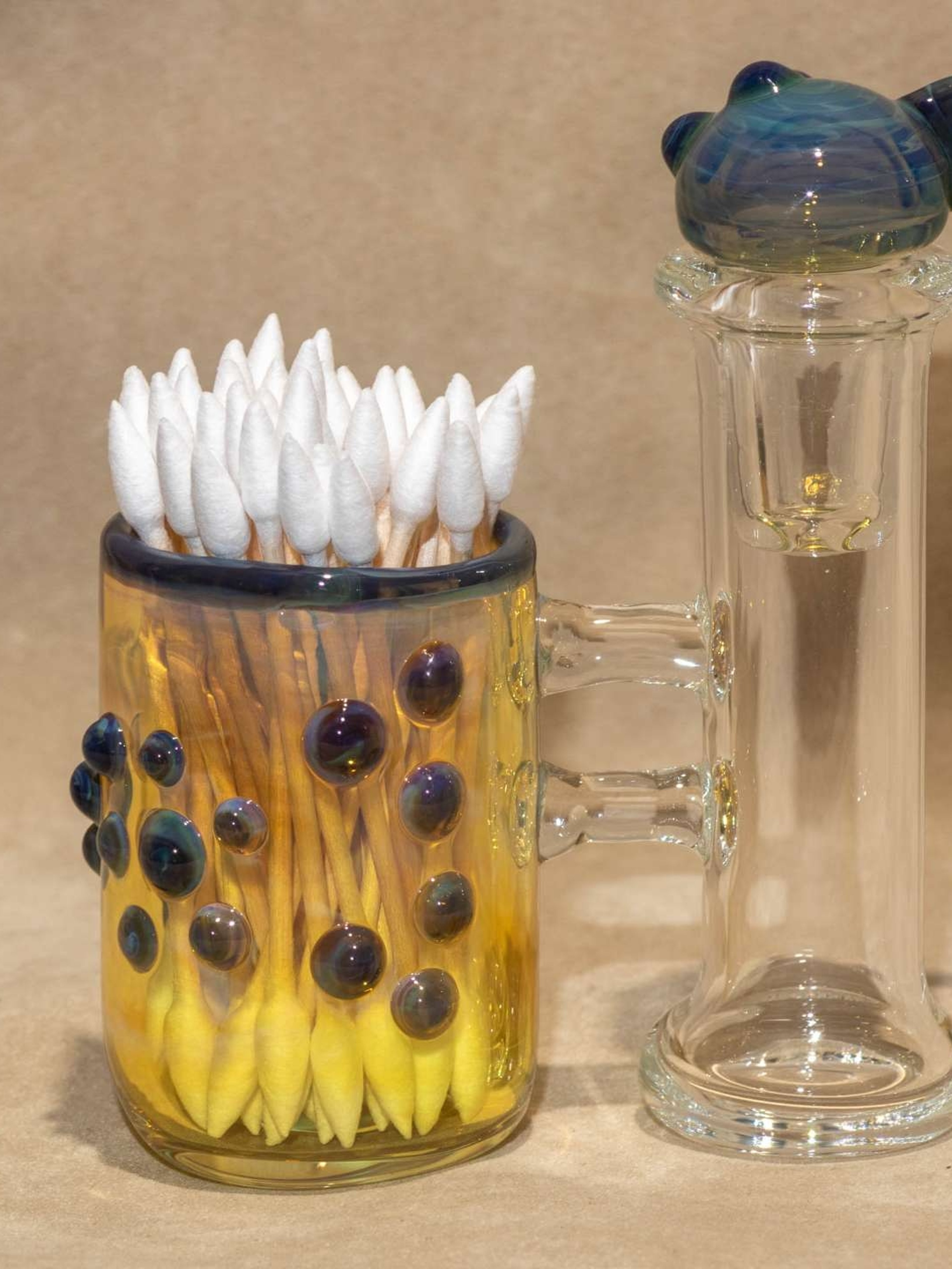 Preview pic of Dab cleaning set | Iso cleaning kit glass bottle | fumed glass qtip jar | Glass alcohol bottle