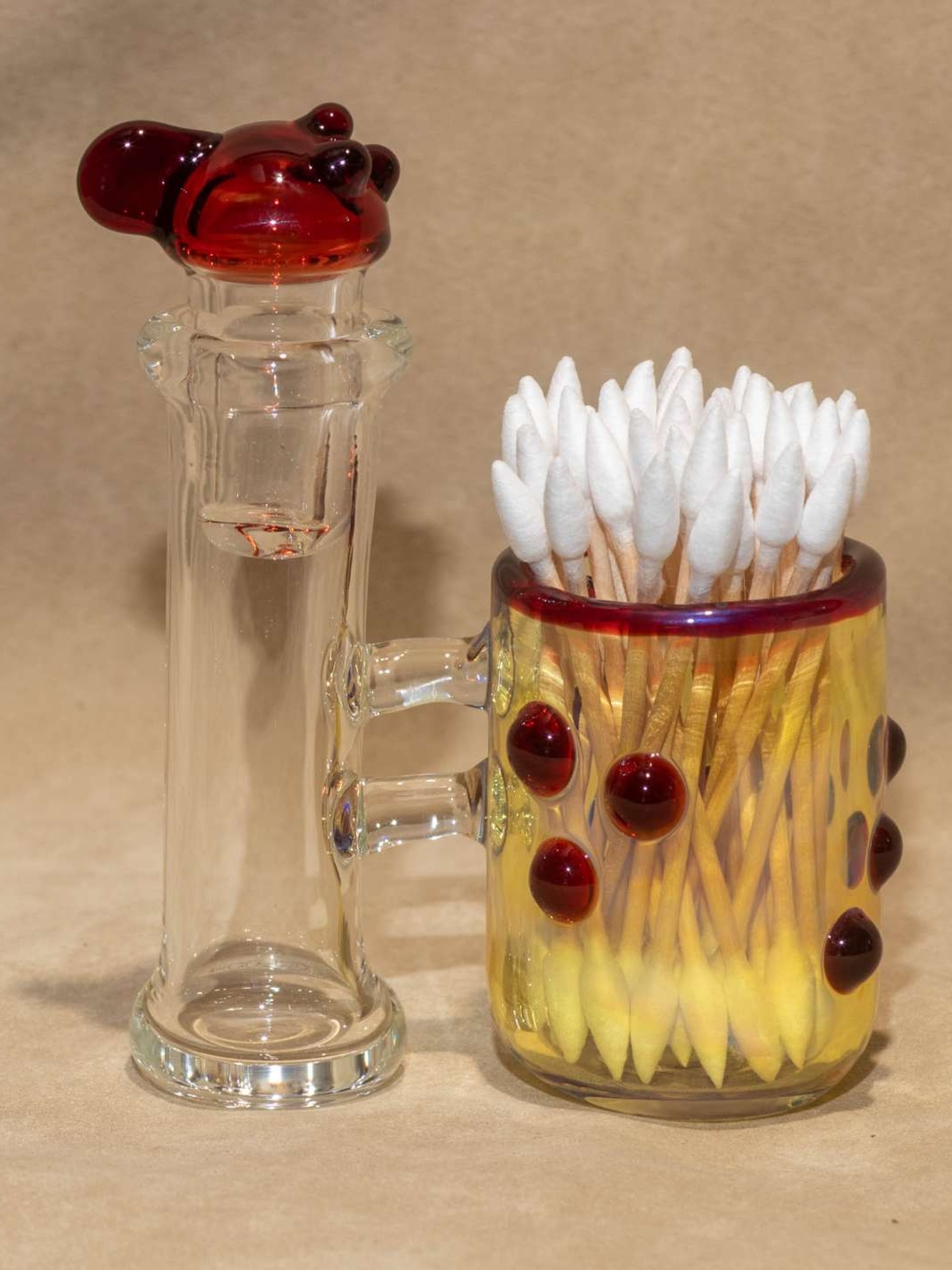Preview pic of Dab cleaning set | Iso cleaning kit glass bottle | fumed glass qtip jar | Glass alcohol bottle