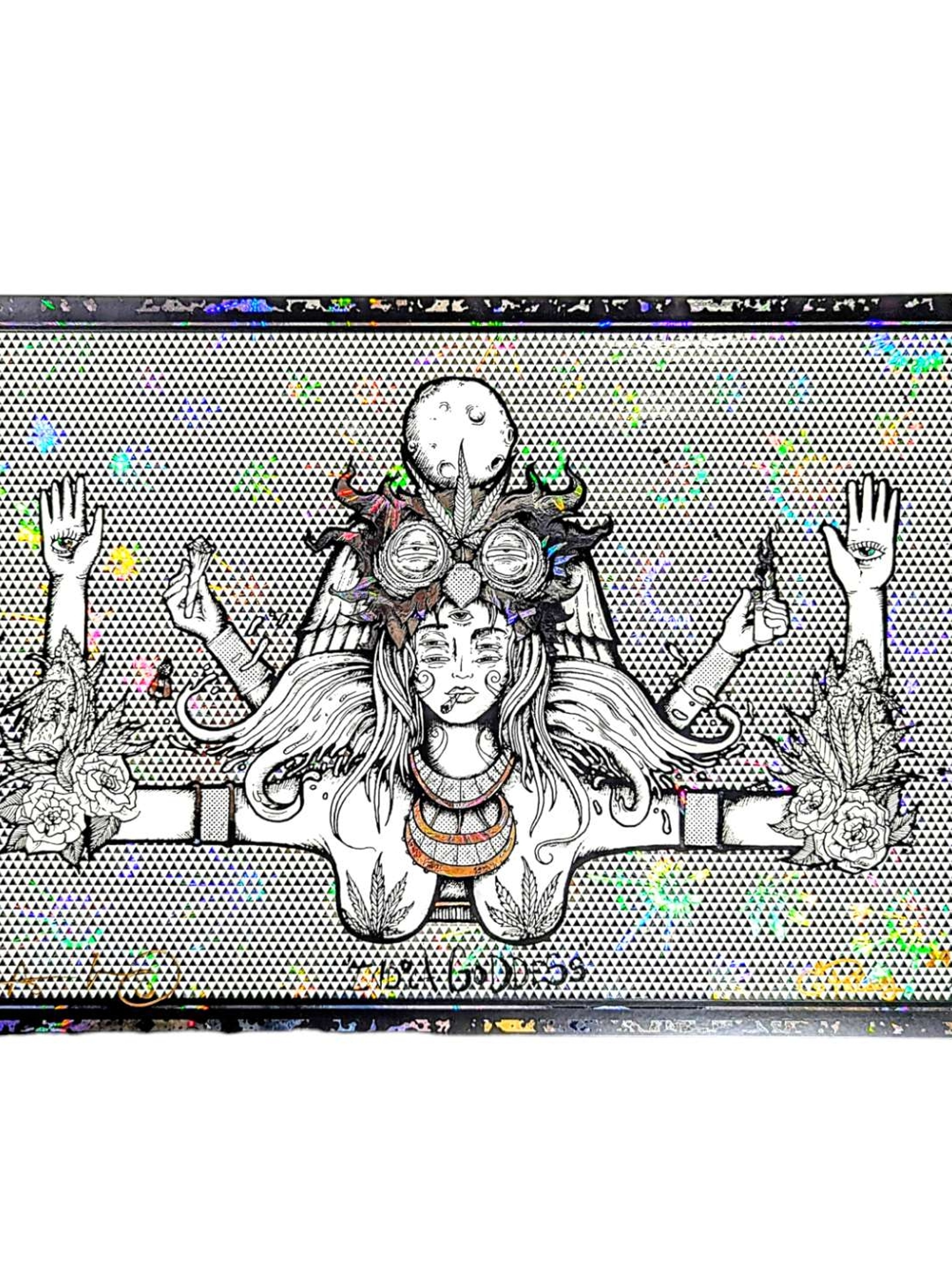 Preview pic of Aaron Brooks x Ellie Paisley "Indica Goddess (Leaf Foil)" Print