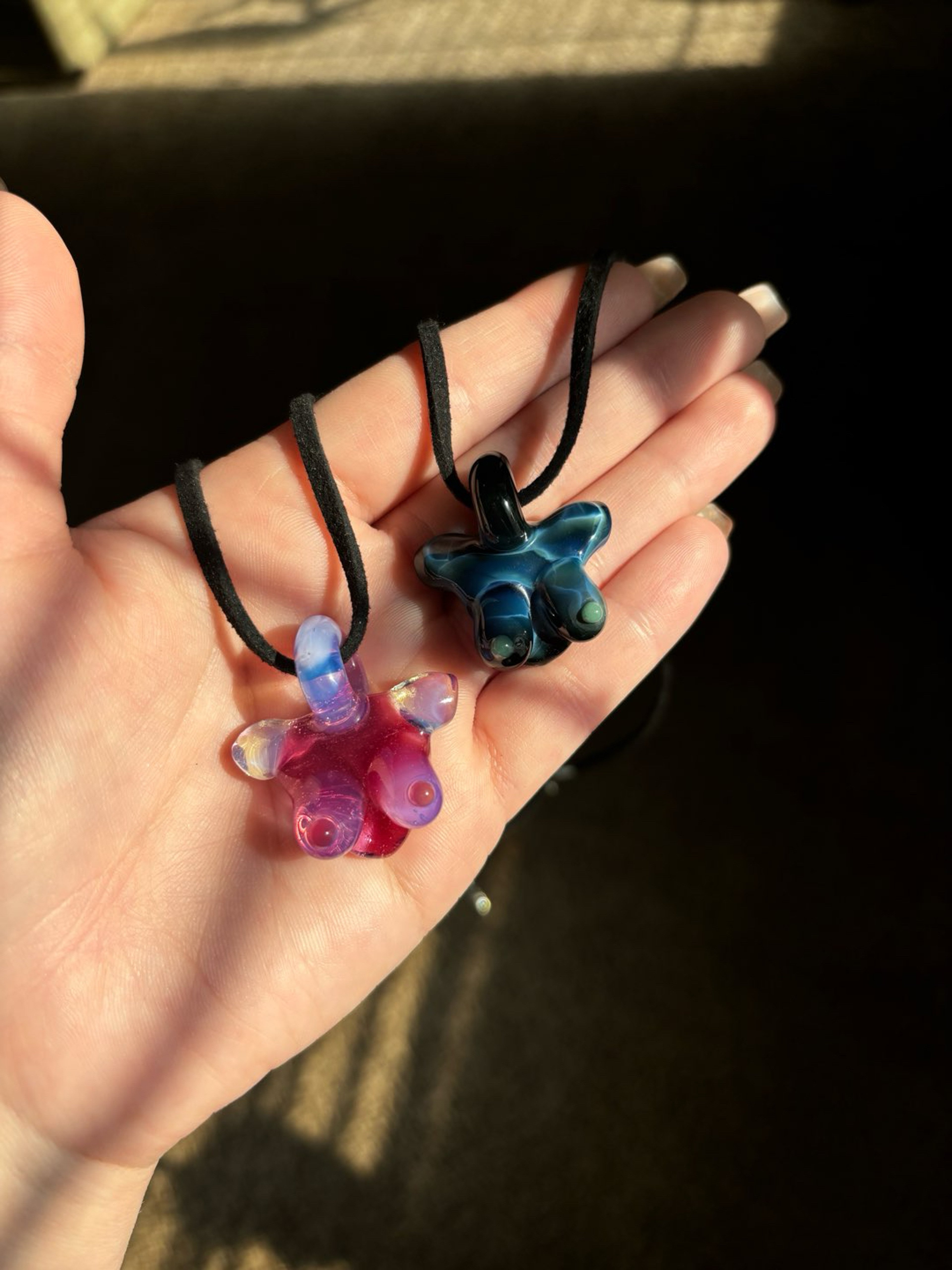 Preview pic of 2 Glass by Ariel booby pendants