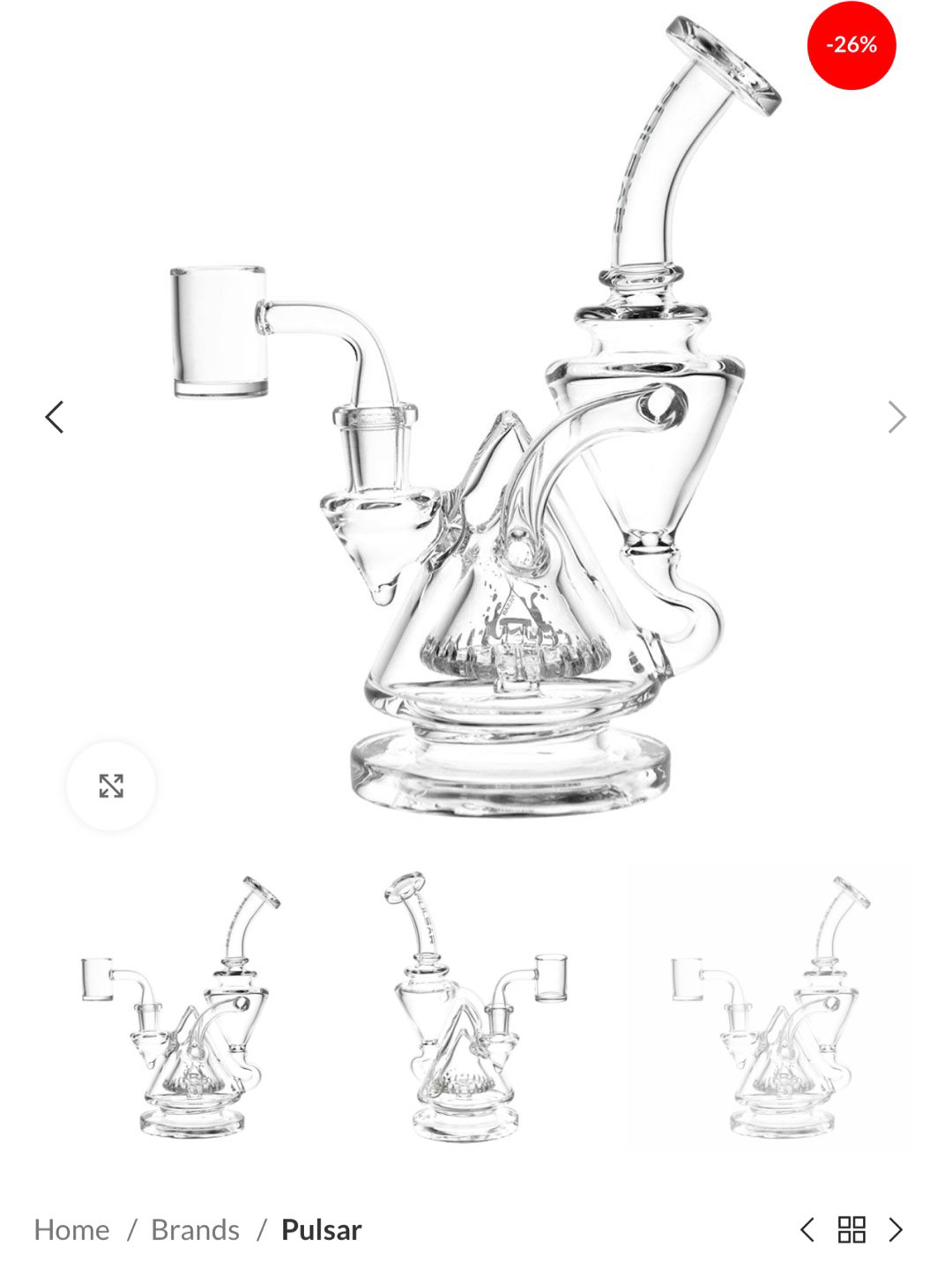 Preview pic of Pulsar Pyramid Baller Glass Recycler Rig | 8″ | 14mm F