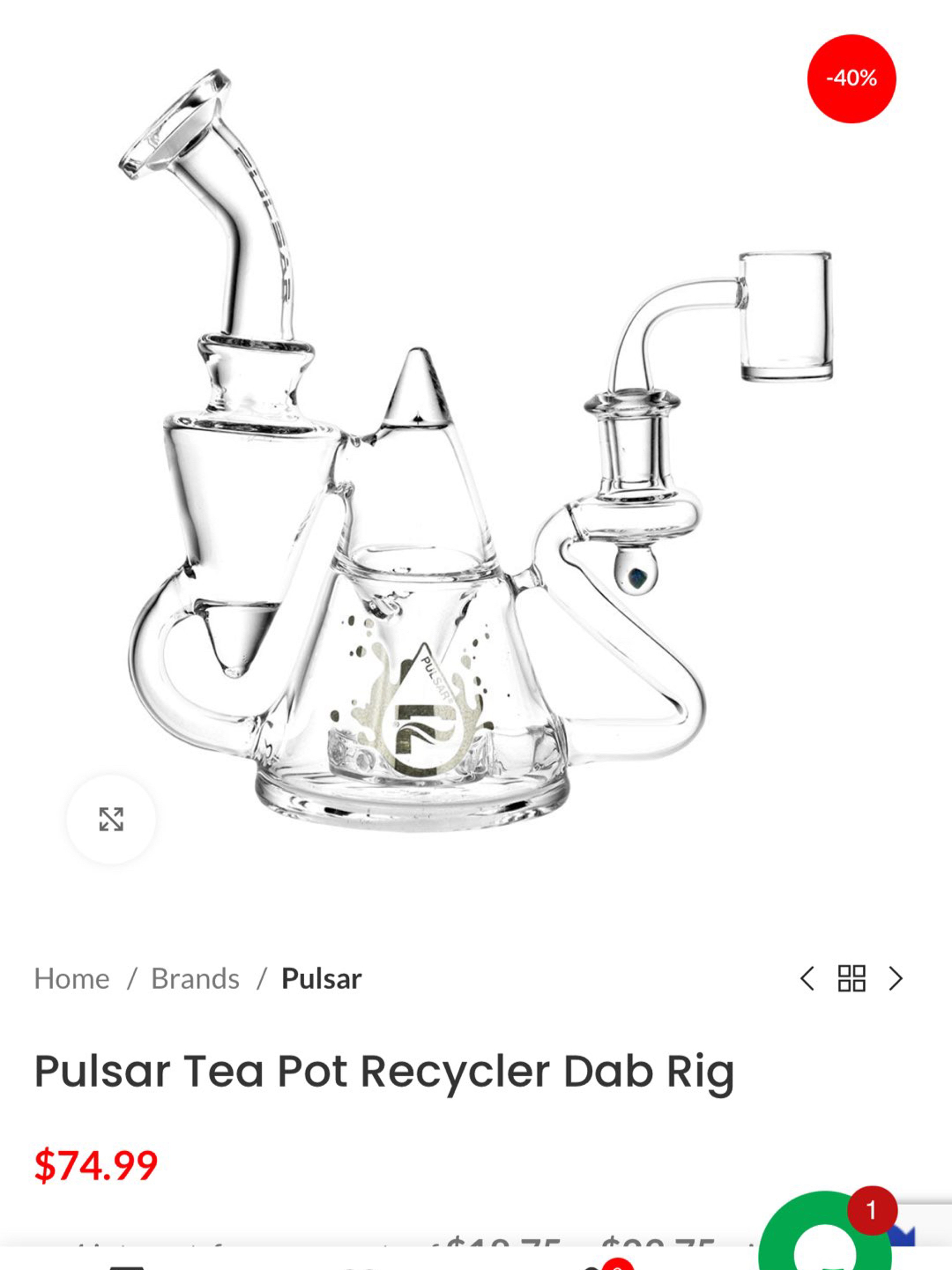 Preview pic of Pulsar Tea Pot Recycler Dab Rig
