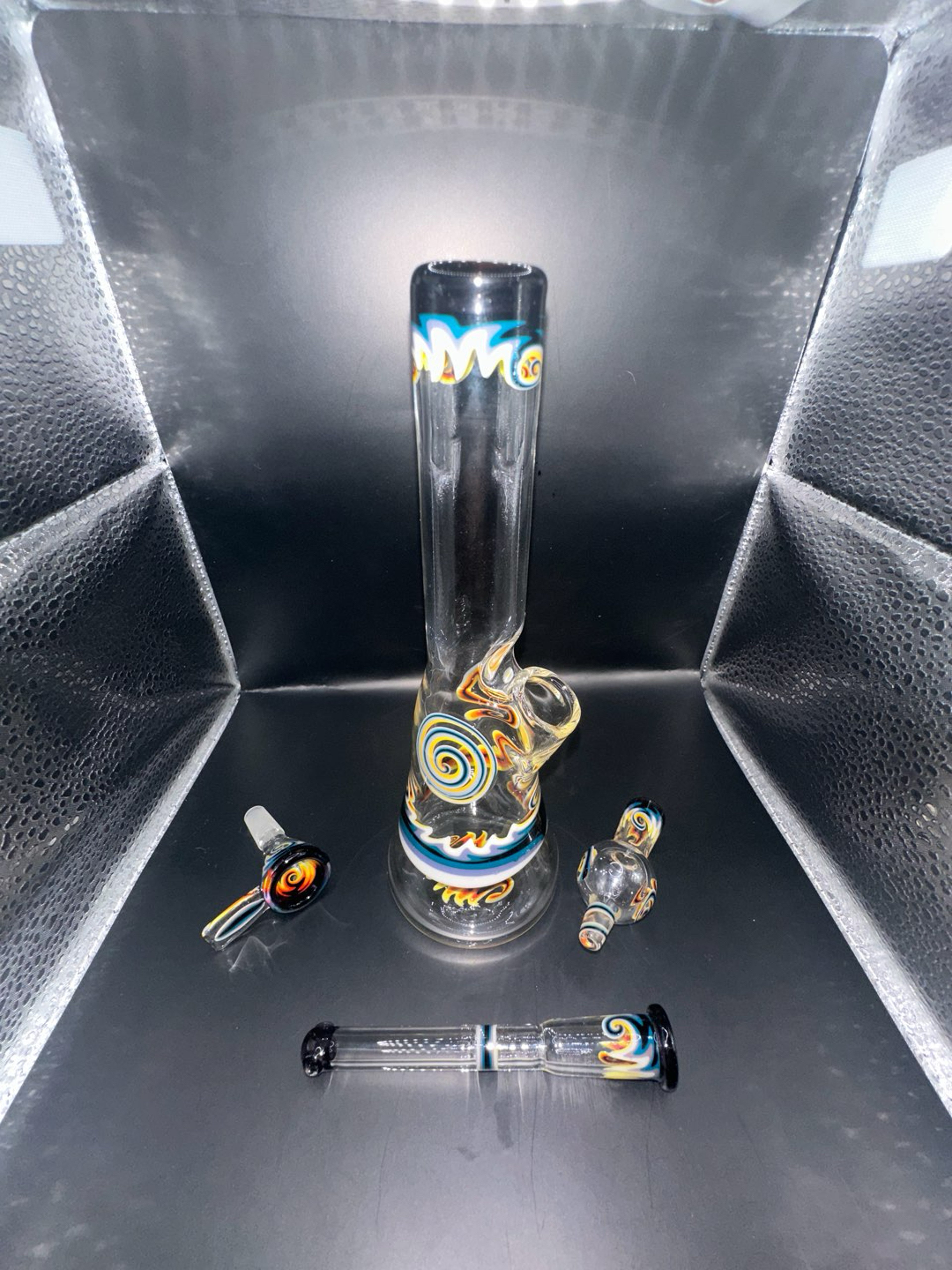 Preview pic of Zoltan Glass Fire and Ice Bipolar Tube with matching slide, downstem and Cap