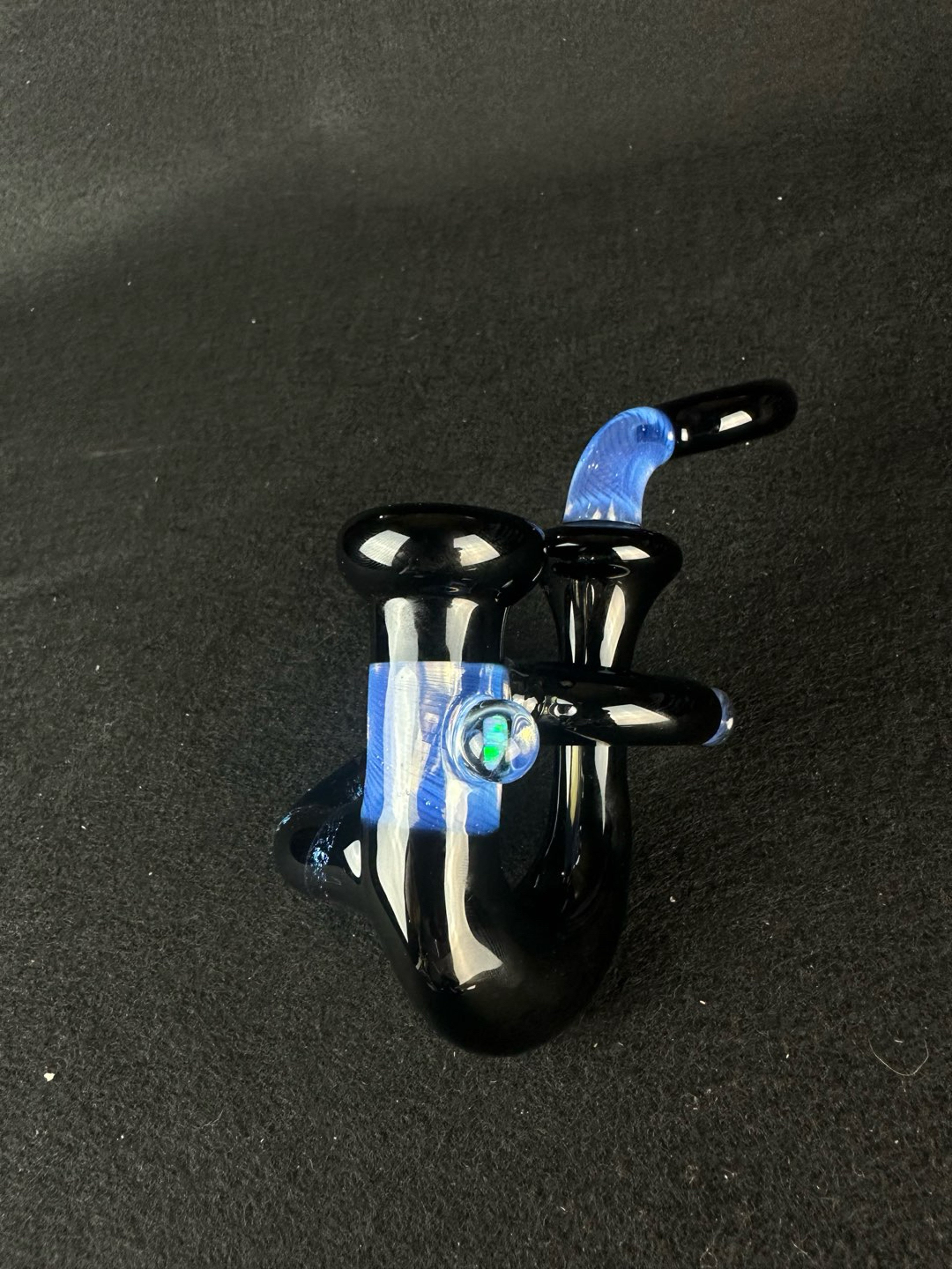 Sir Pyro Glass- Dichroic Horned Ghost and Black Sherlock with Opal Accent image 0