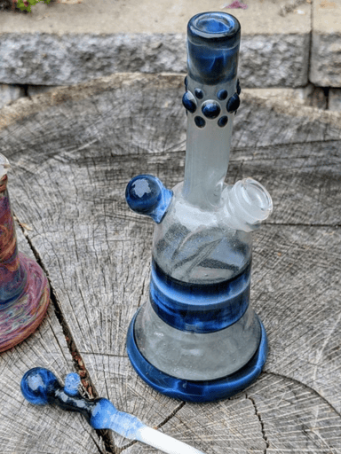 Preview pic of PRICE DROP Hand Blown Blue Lightning Rig & Poker *Ships Free*