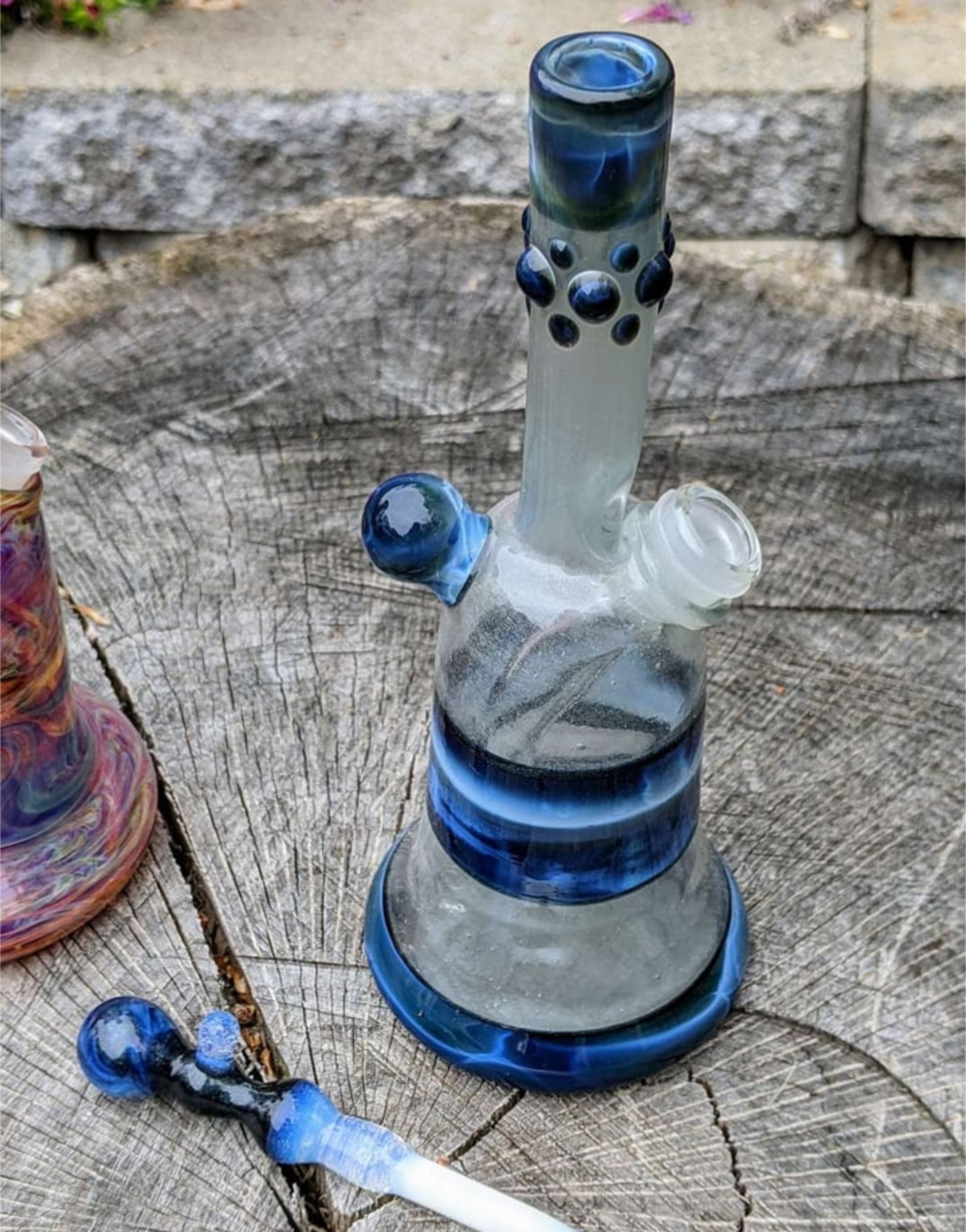 PRICE DROP Hand Blown Blue Lightning Rig & Poker *Ships Free* image 0