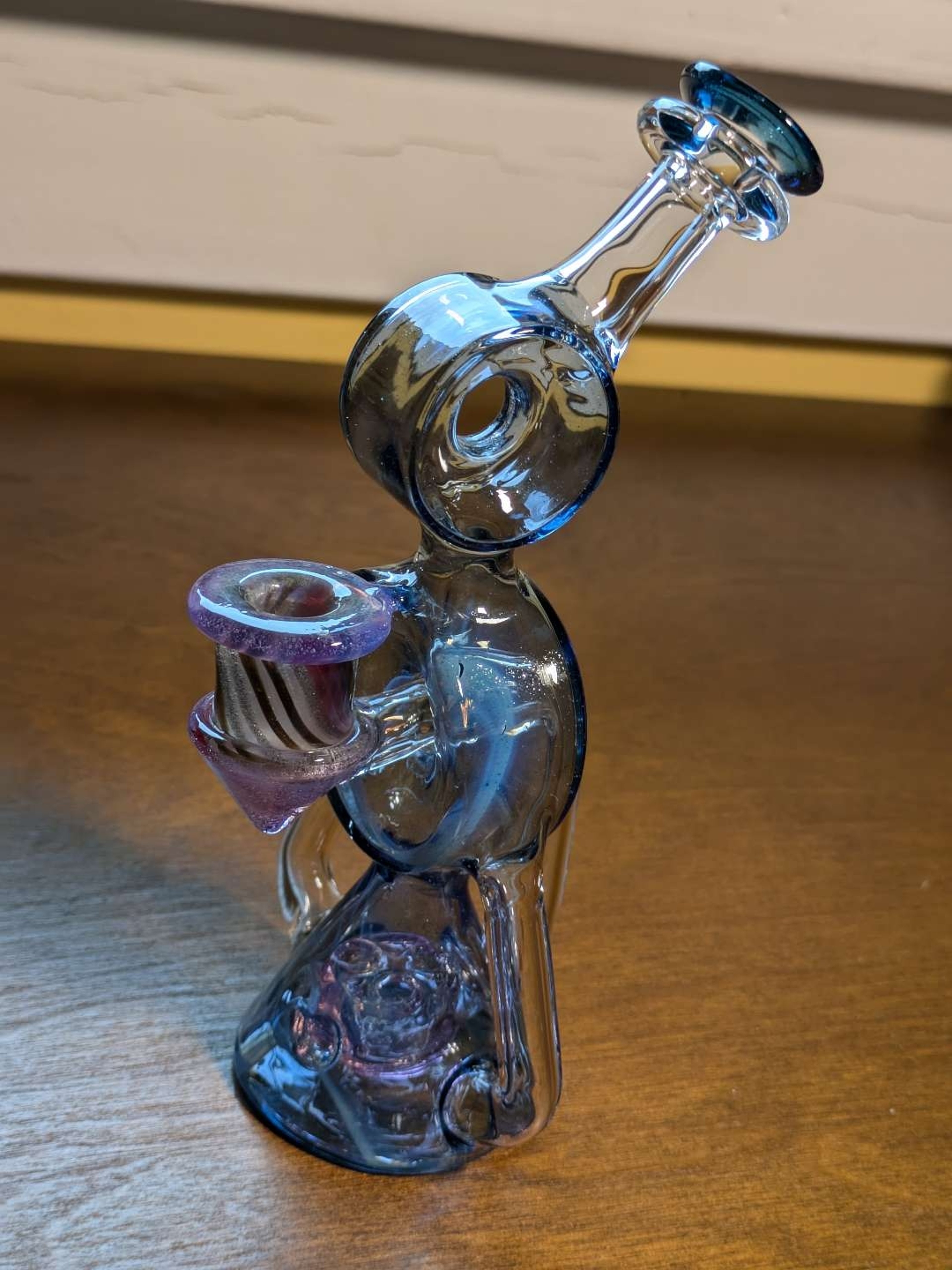 Preview pic of Maxed Out Glass Mini Double Drain Donut Dumper in Custom Blue